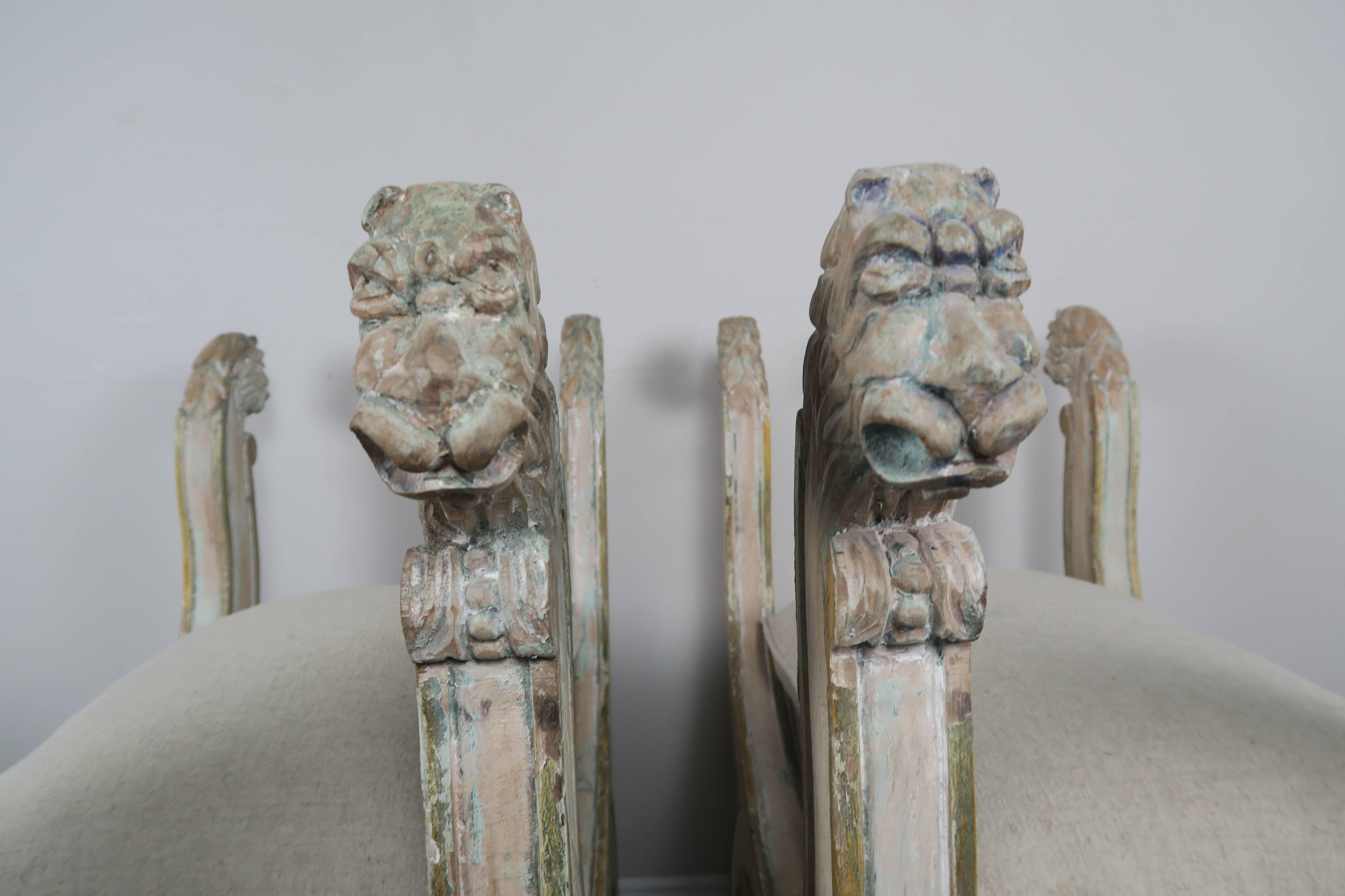 Pair of lion carved regency style 