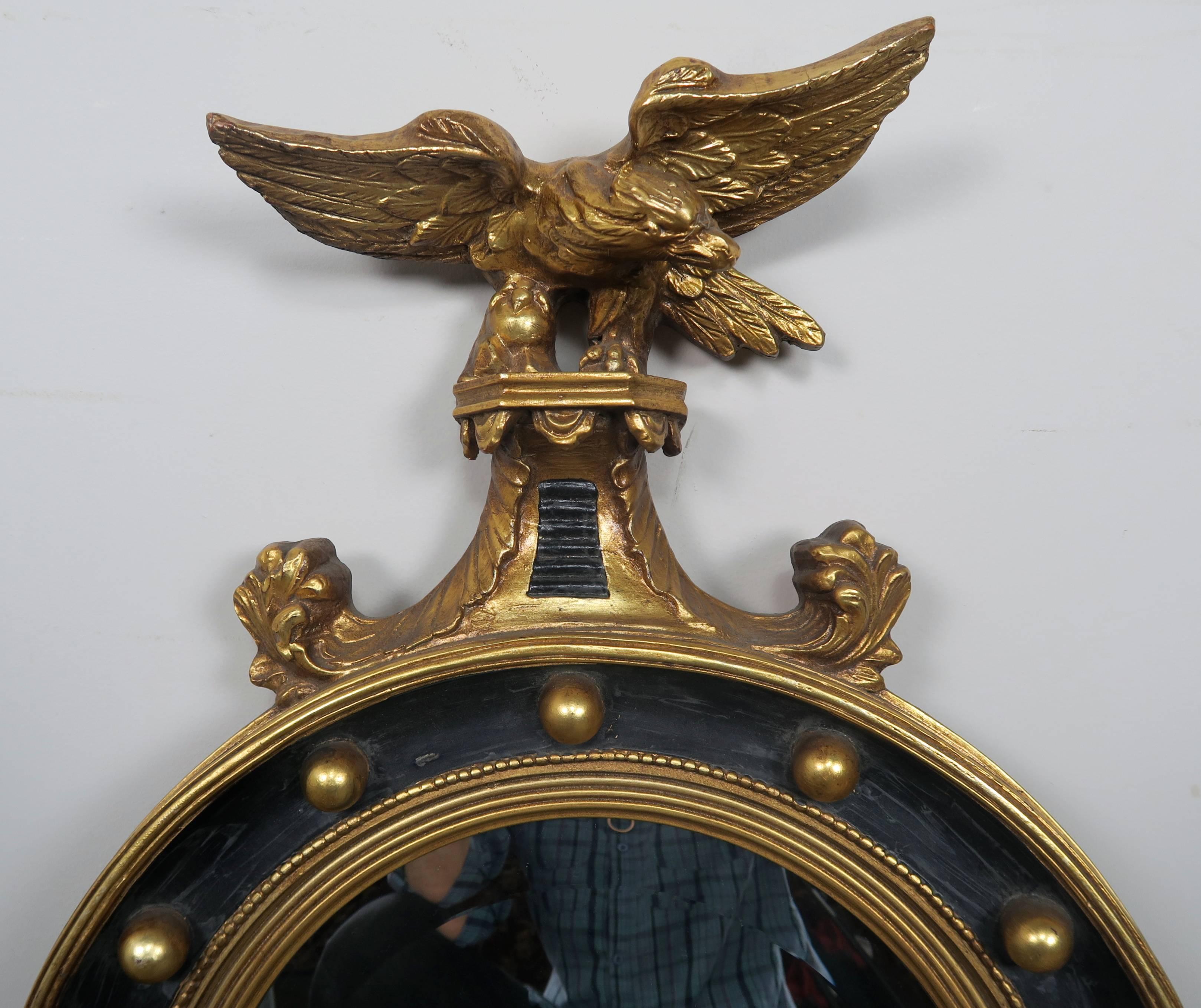 American Craftsman American Federal Style Painted and Parcel-Gilt Mirror with Eagle