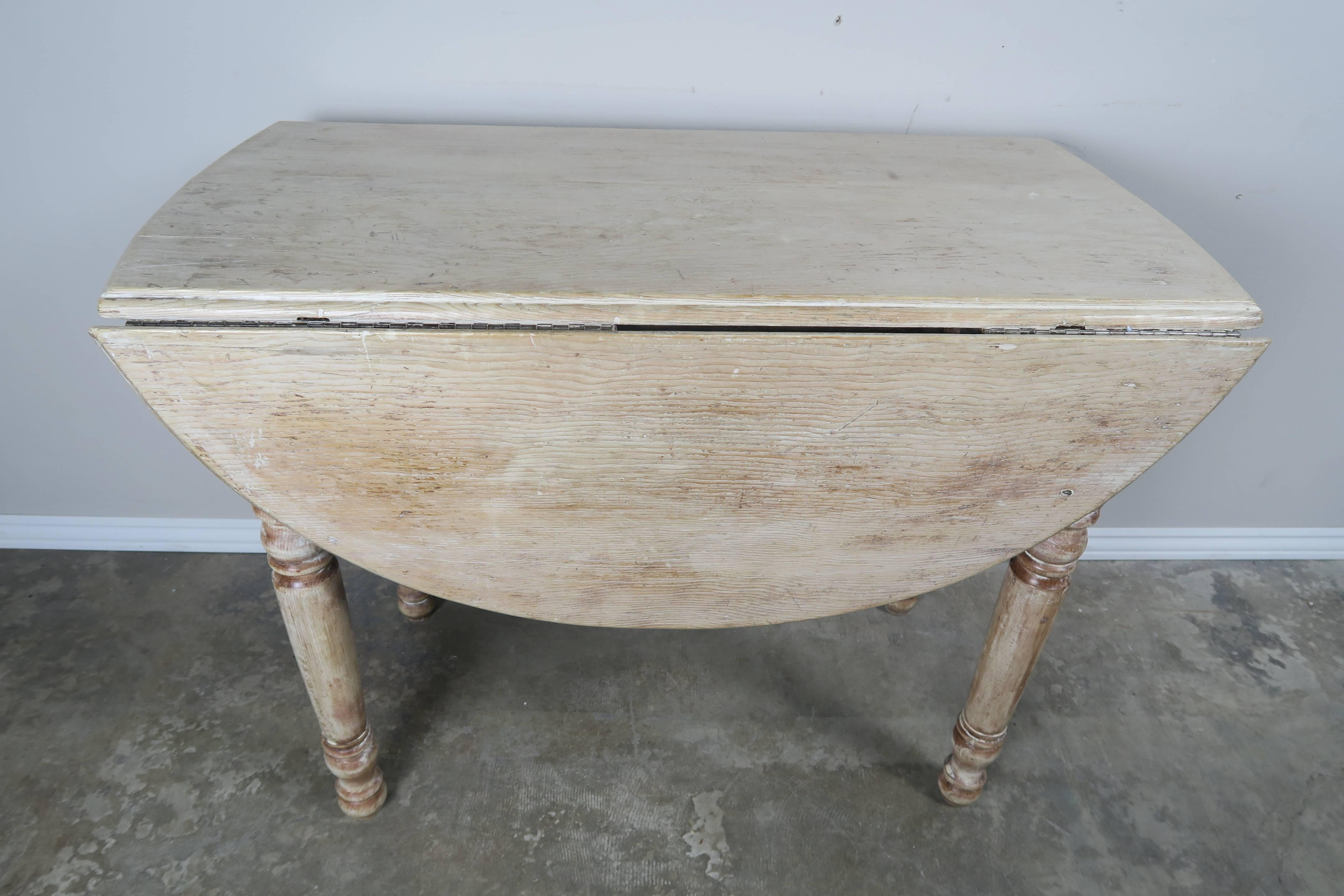 Rustic English Drop-Leaf Table with Natural Washed Finish