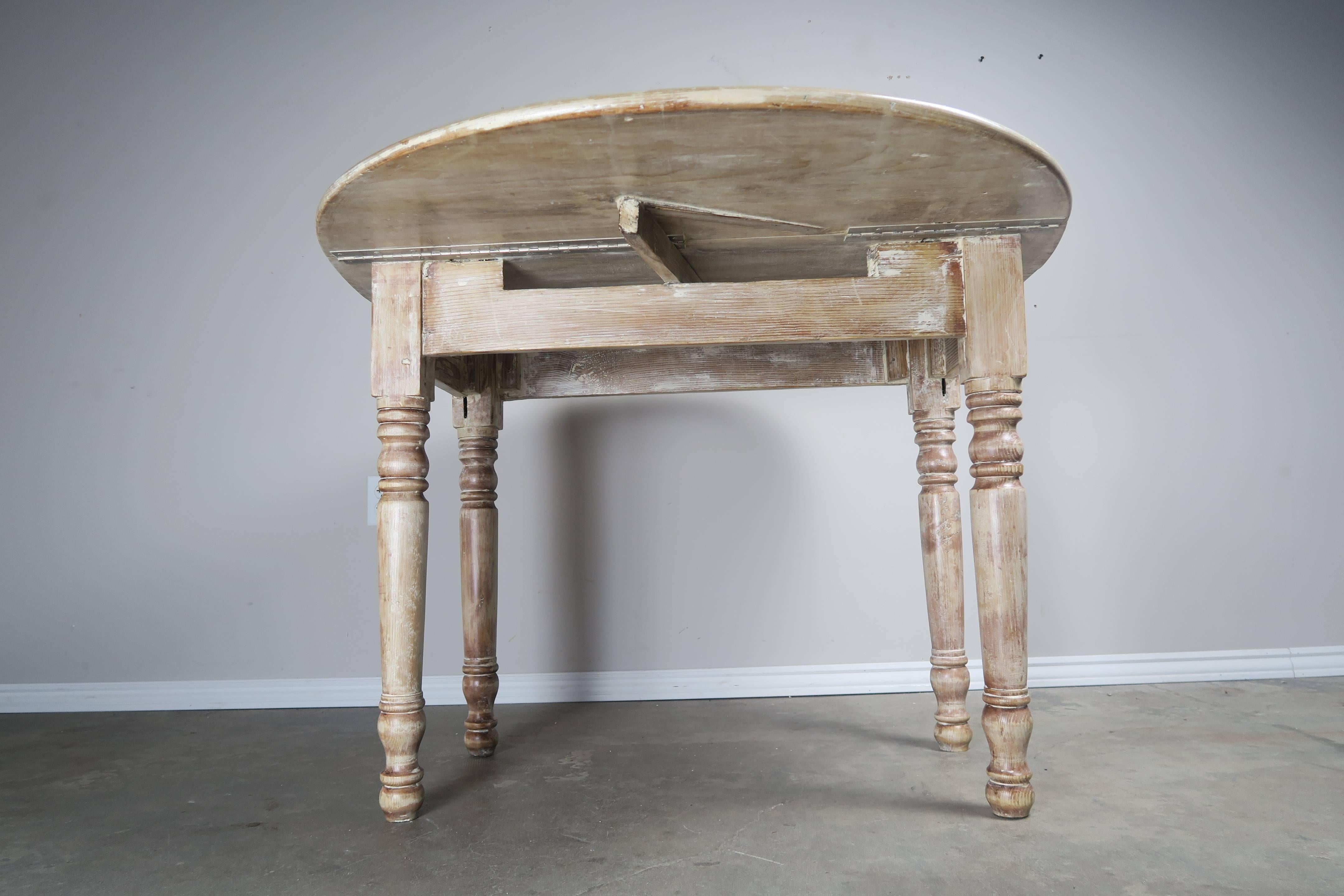 English Drop-Leaf Table with Natural Washed Finish 2