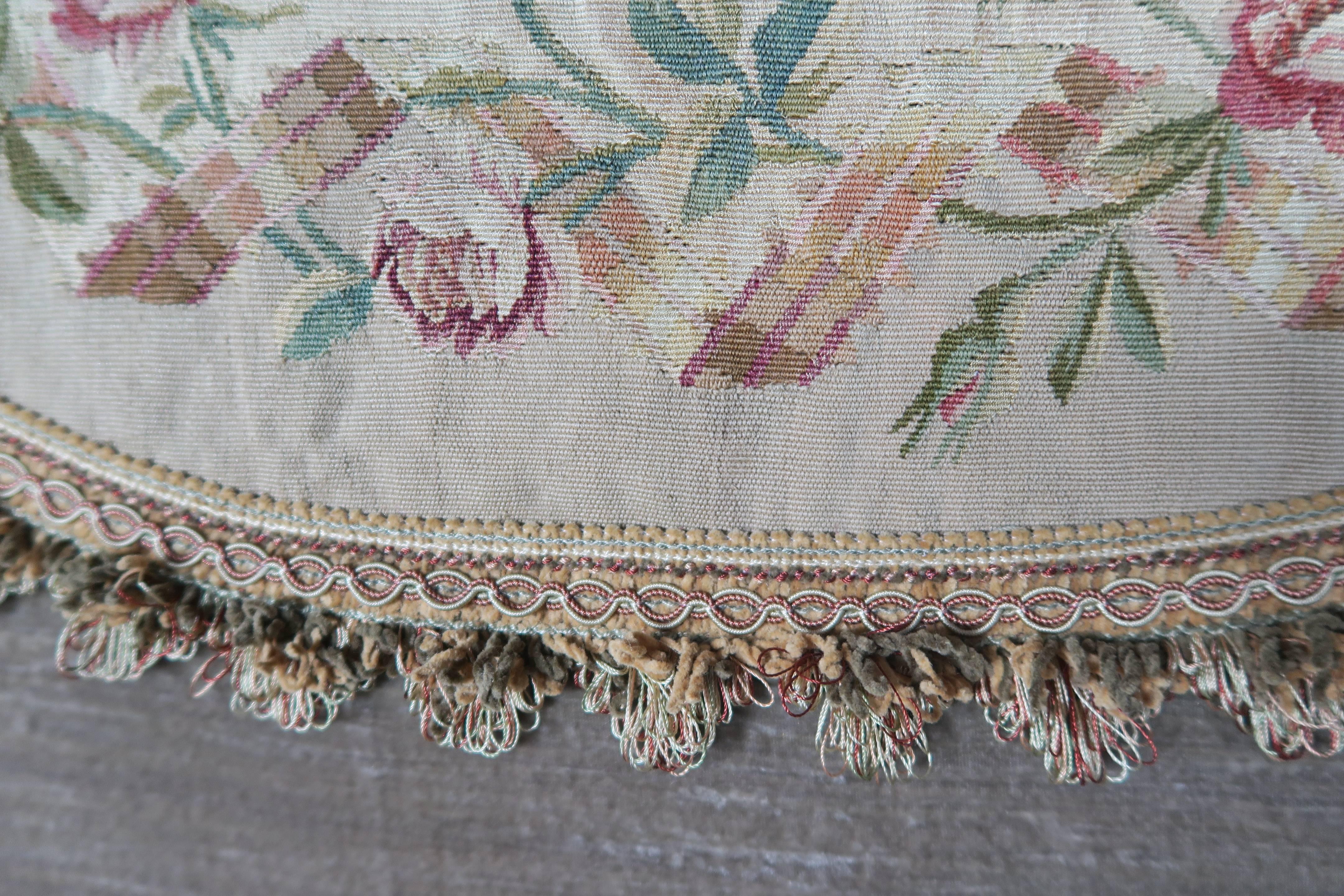 Tapestry 19th Century Aubusson and Rose Velvet Headboard For Sale