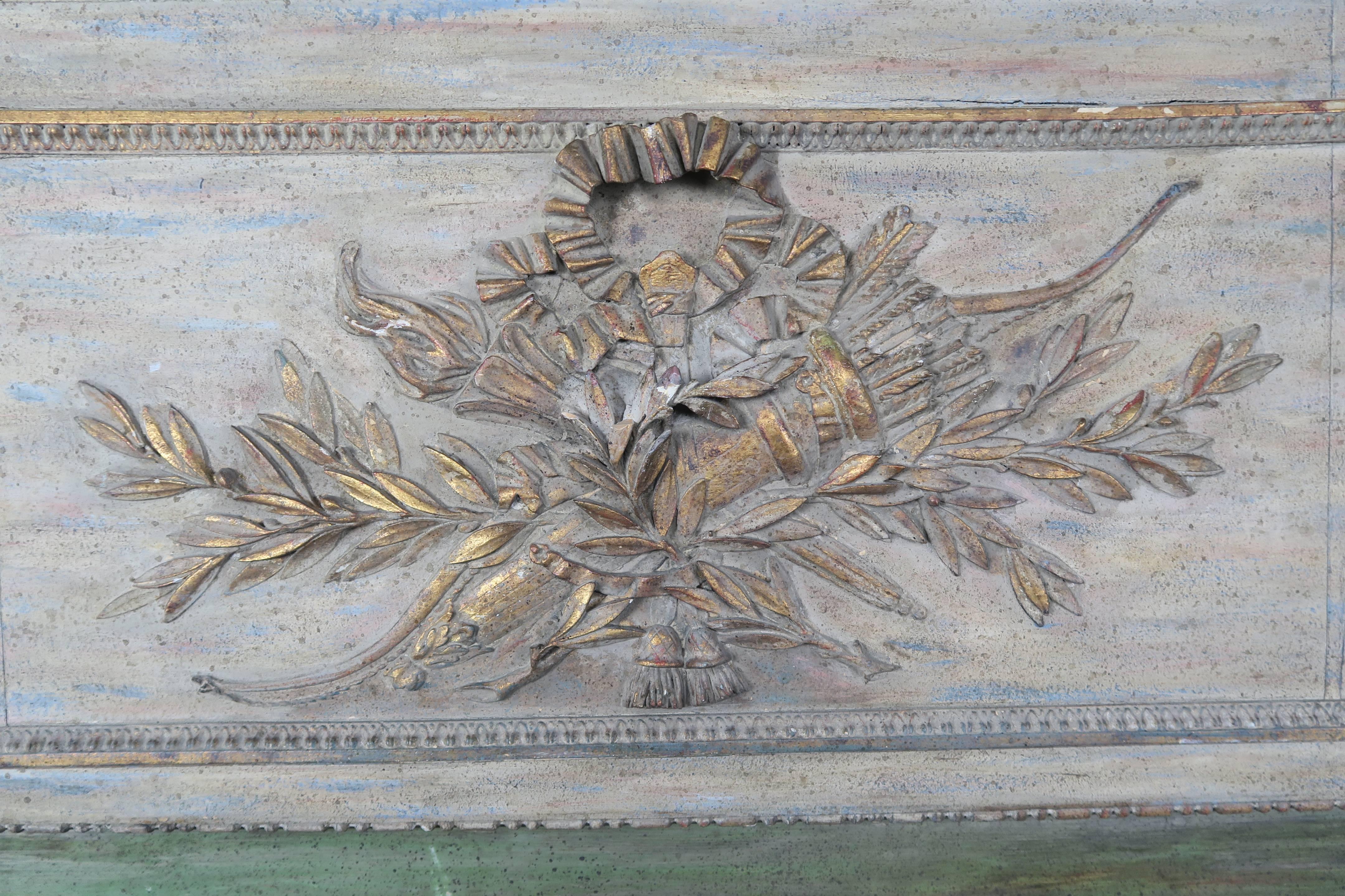 Hand-Painted French Louis XV Style Carved Painted Panel, circa 1900