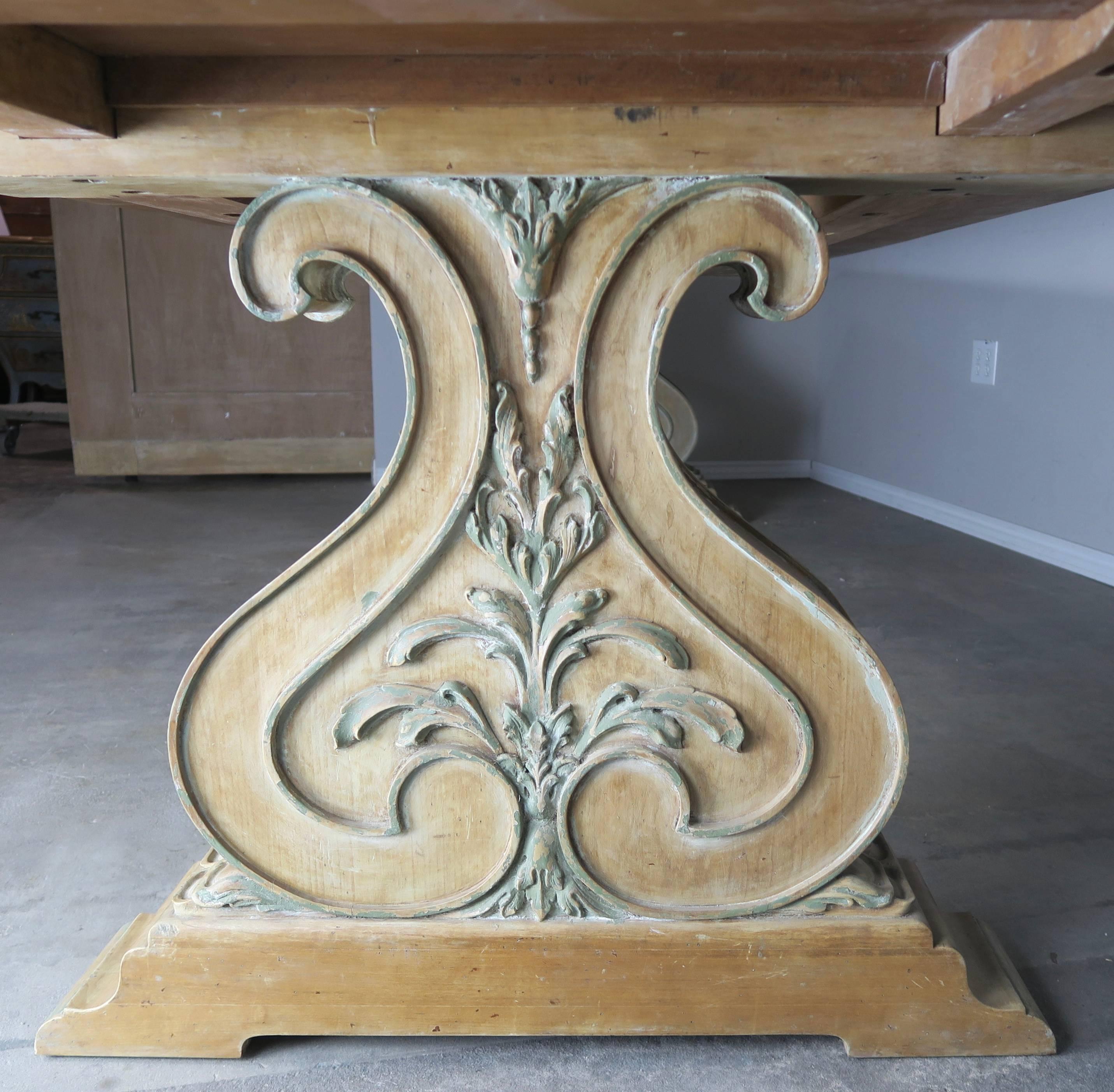 20th Century Italian Carved and Painted Dining Room Table, circa 1930s