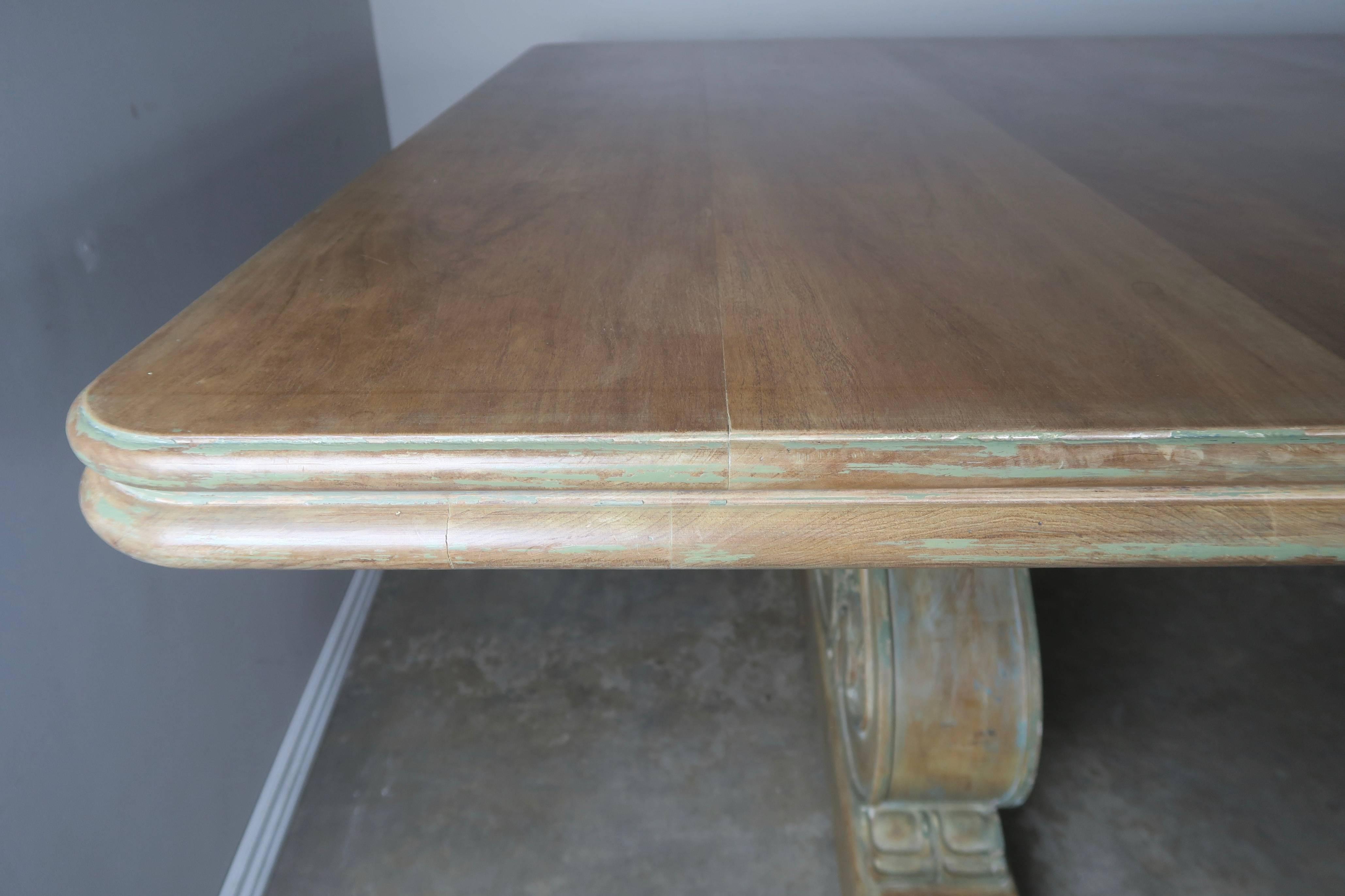 Italian Carved and Painted Dining Room Table, circa 1930s 2