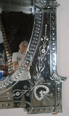 Monumental Size Etched Venetian Mirror, circa 1930s