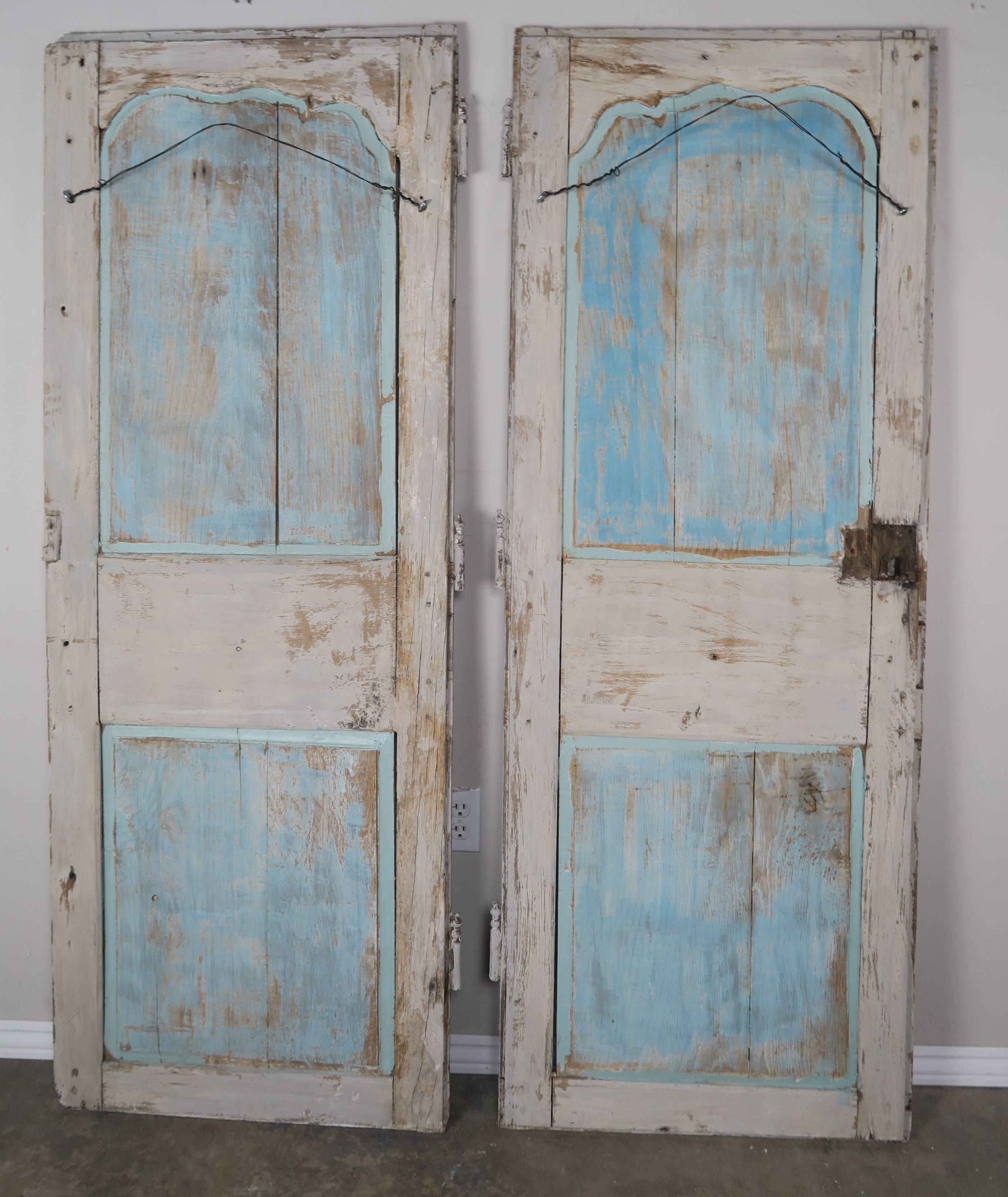 19th Century Pair of French Painted Armoire Doors 4