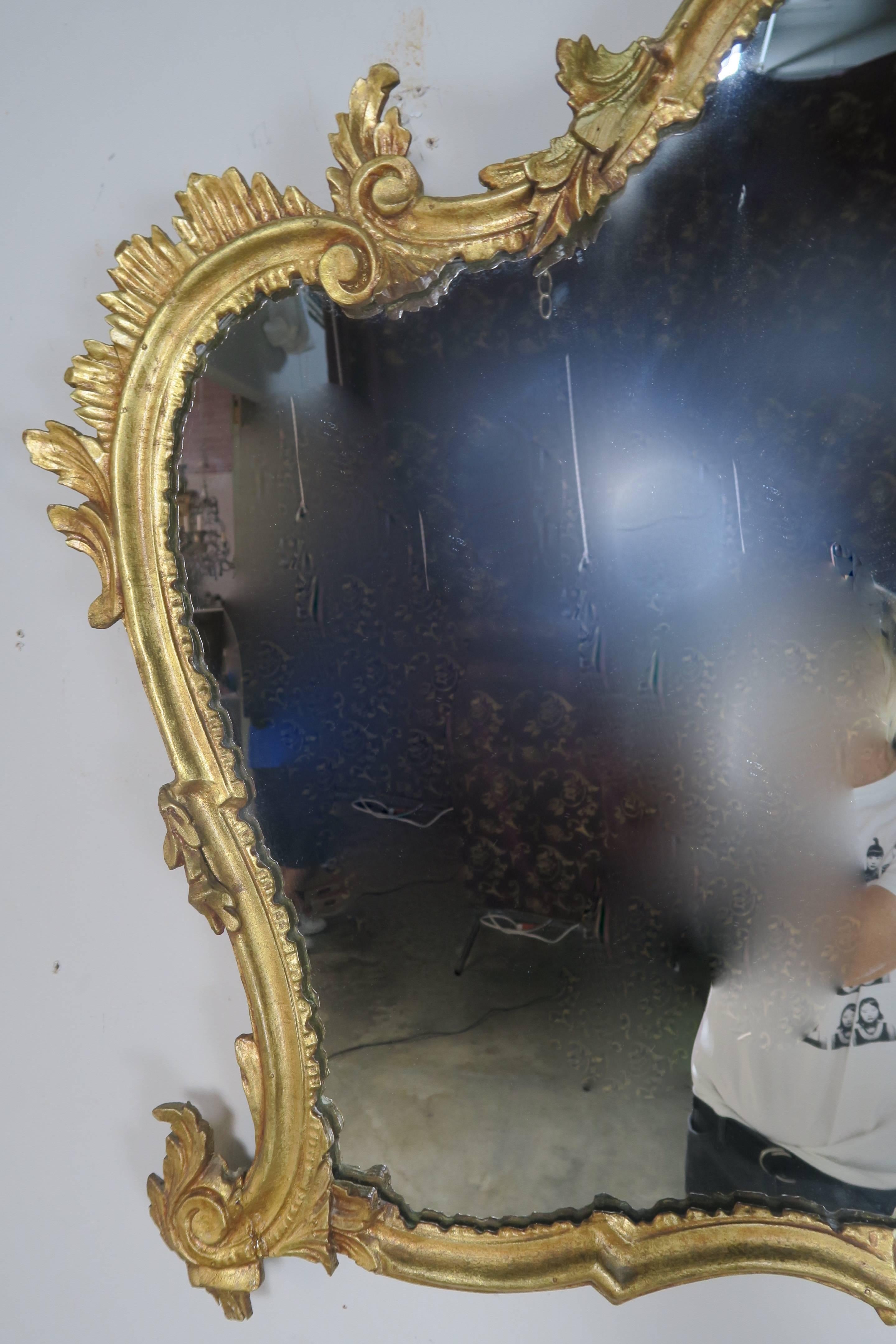 Baroque Pair of French Giltwood Mirrors, circa 1930s