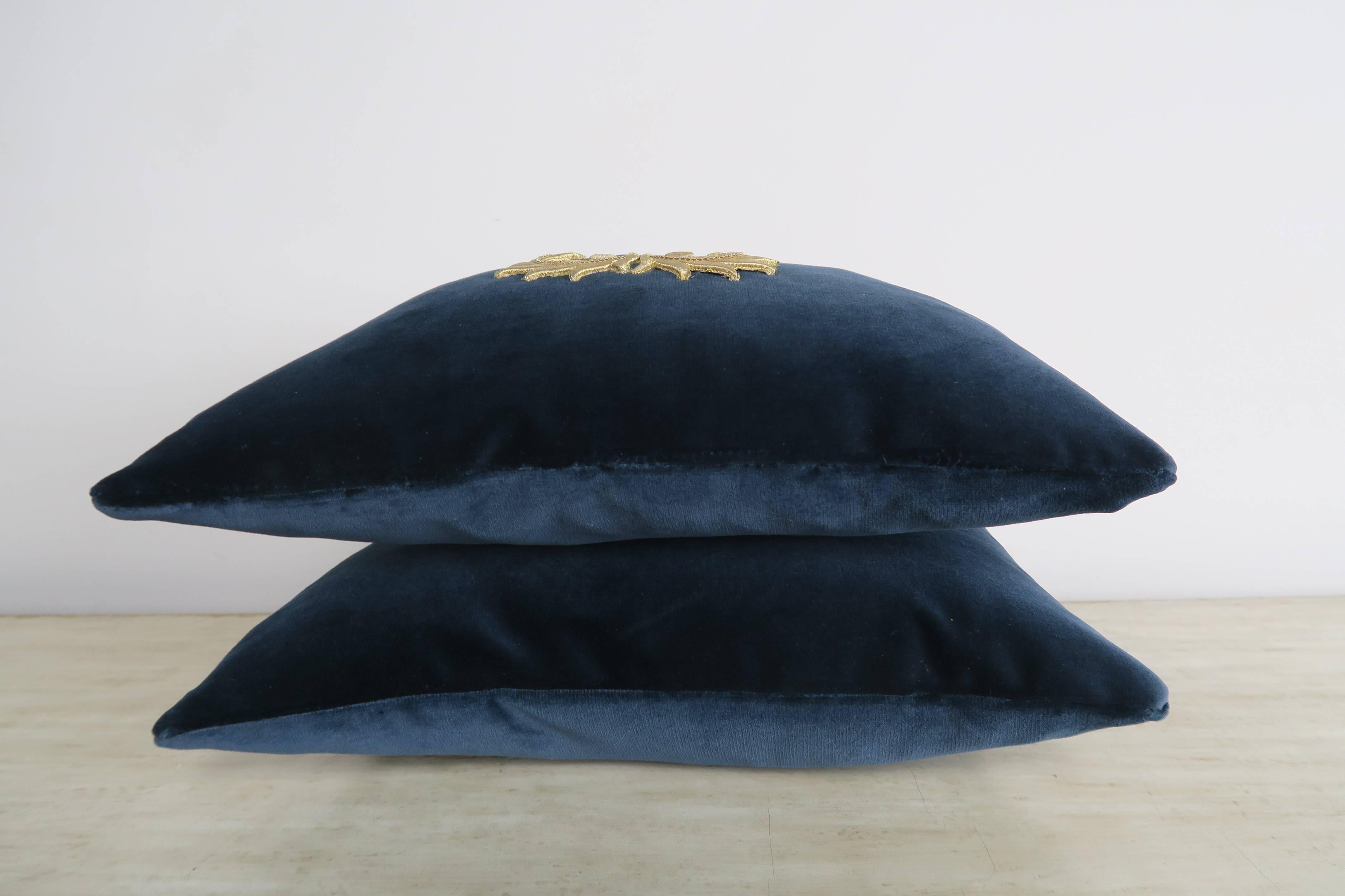 Other Pair of Metallic Gold Appliqued Pillows by Melissa Levinson