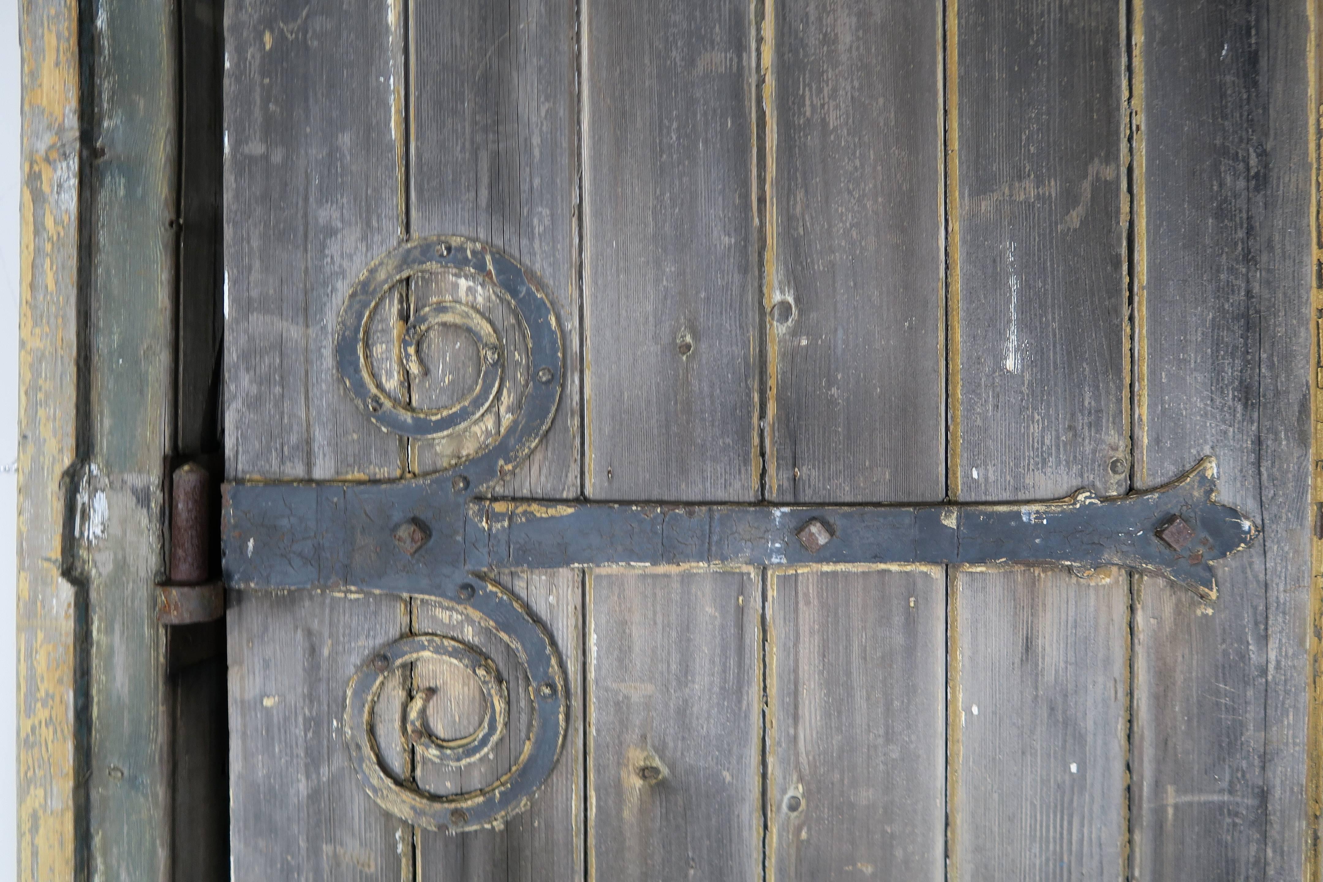 Spanish Colonial Pair of Monumental Spanish Barn Doors with Iron Hardware