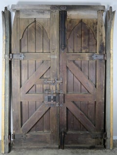 Pair of Monumental Spanish Barn Doors with Iron Hardware