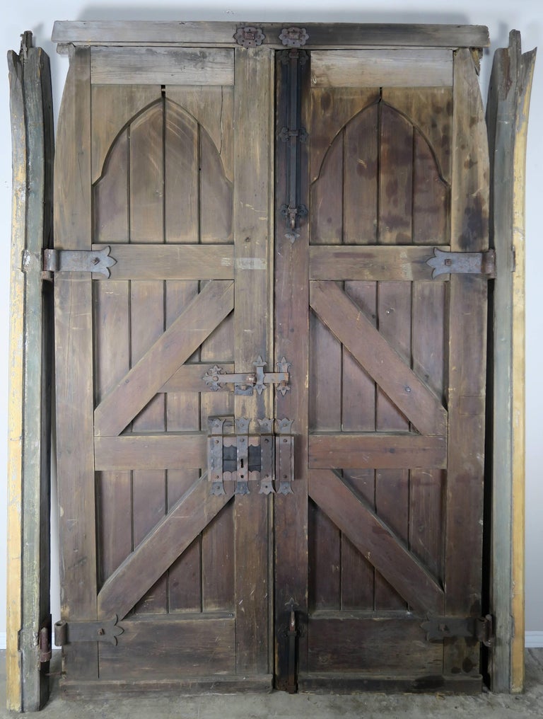 Pair of Monumental Spanish Barn Doors with Iron Hardware at 1stDibs