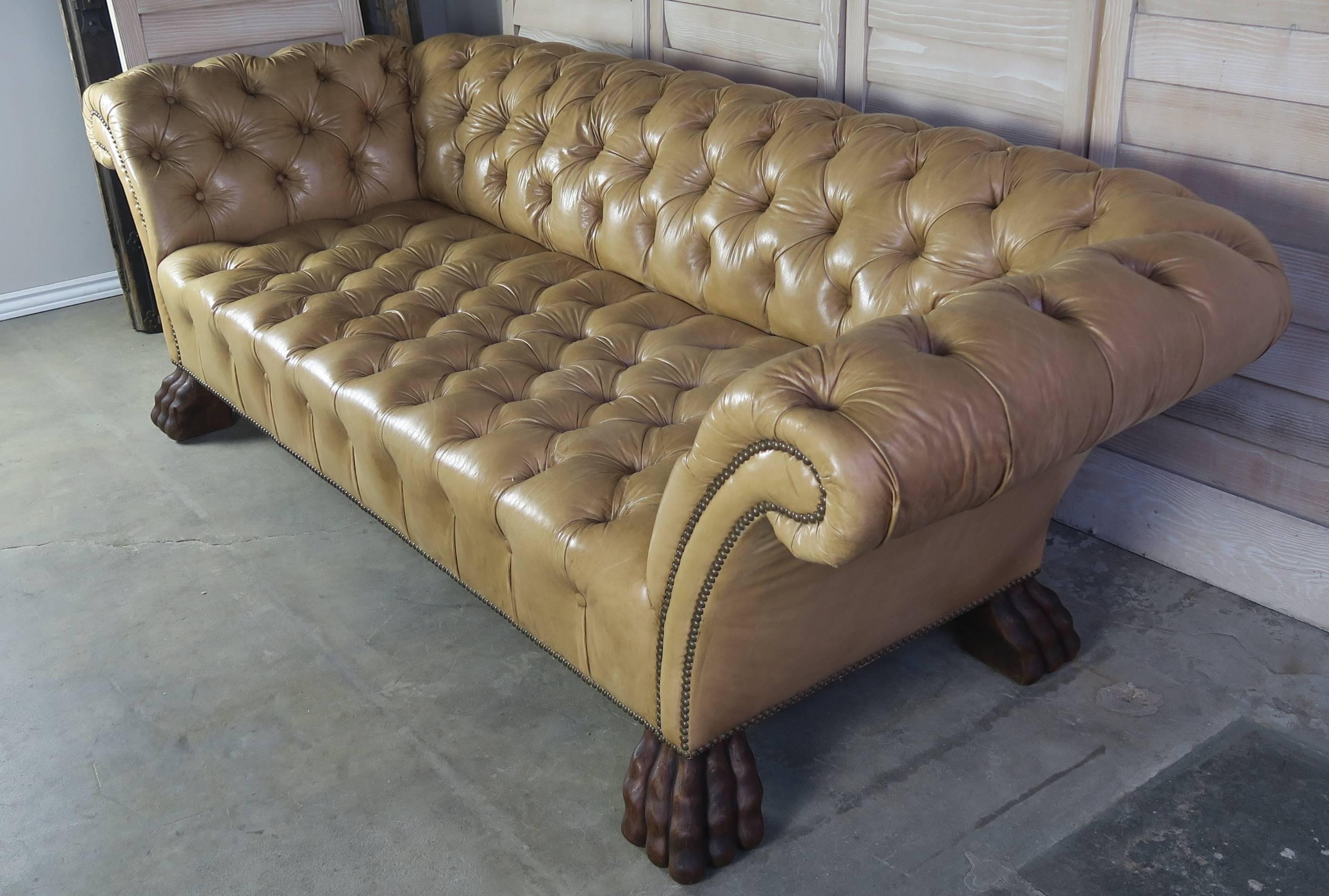 Unknown Custom Chesterfield Tufted Leather Sofa by Melissa Levinson