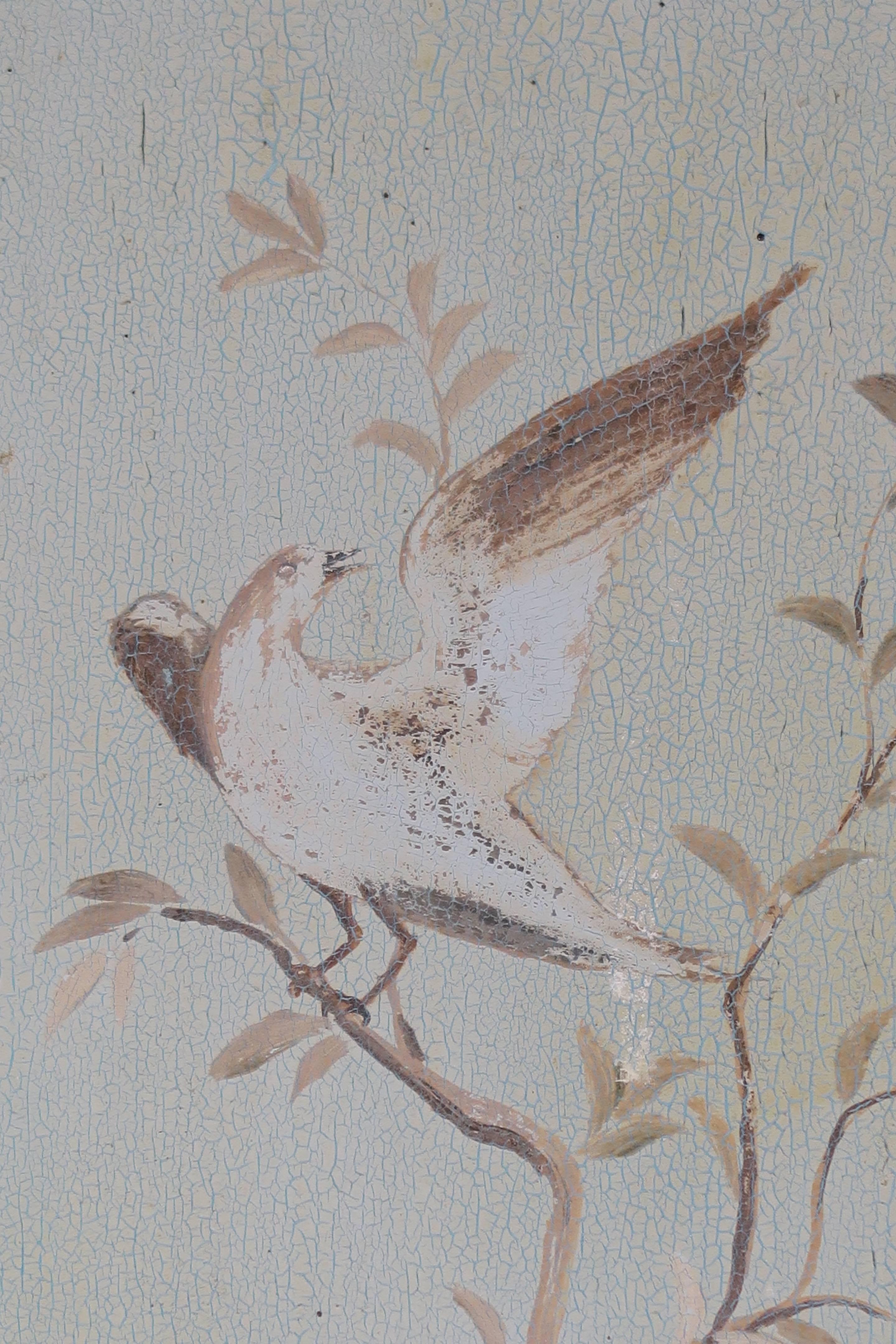 French Hand-Painted Panels with Birds and Musical Instruments 2