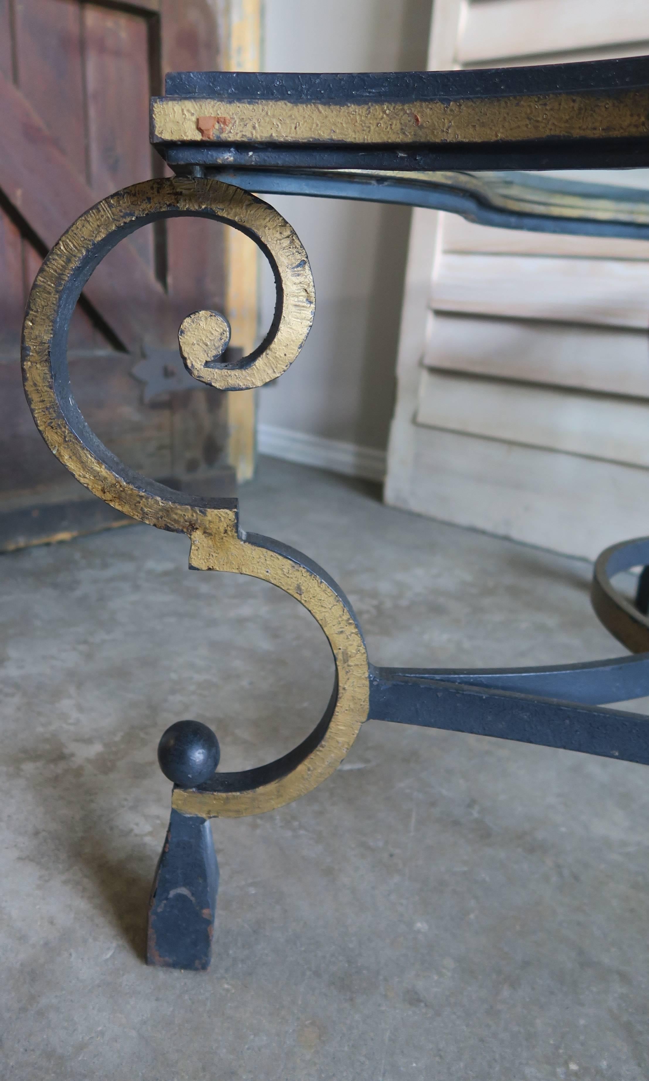 Other French Gilt Wrought Iron and Glass Coffee Table