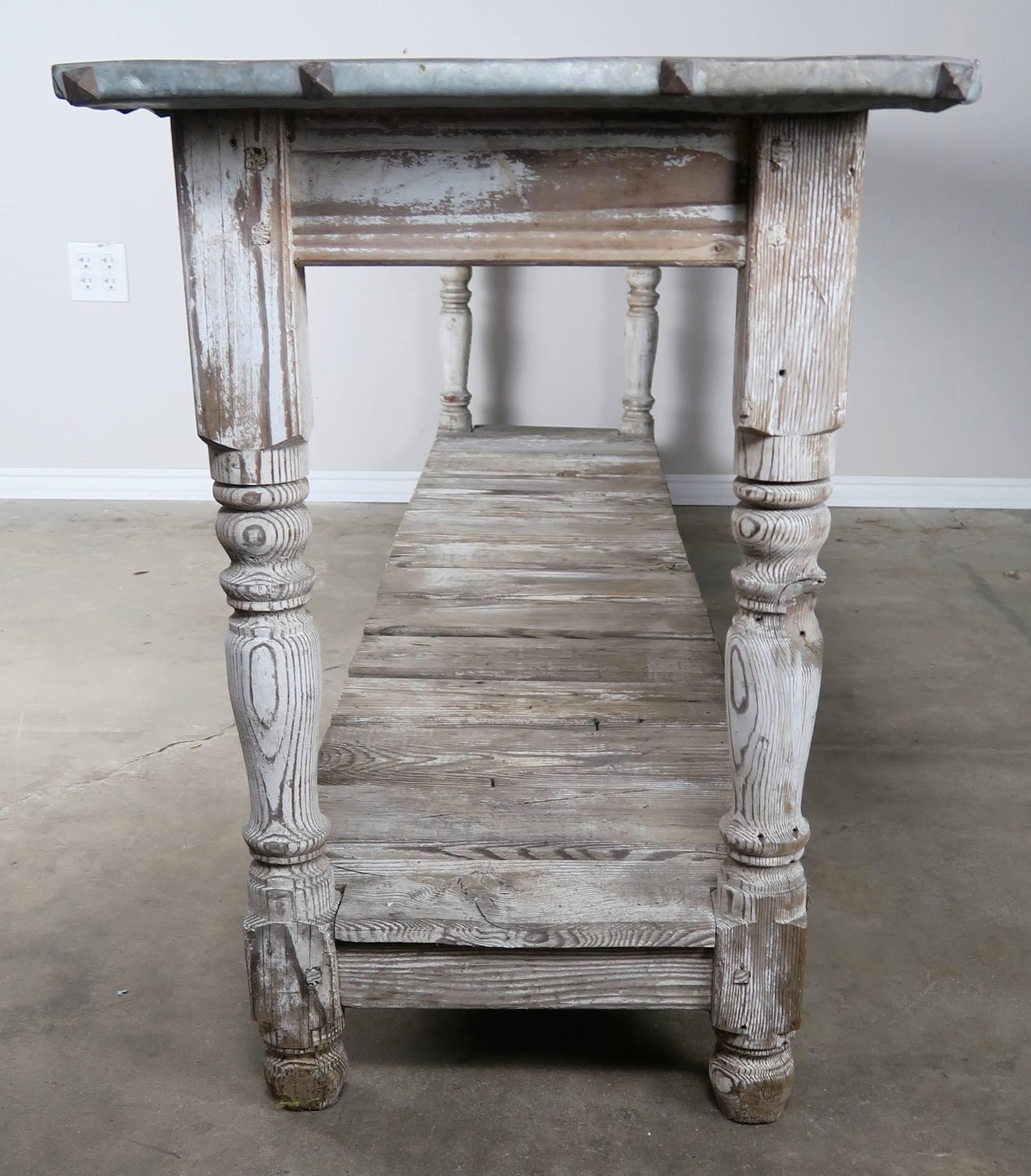 19th Century French Potting/Garden Table In Distressed Condition In Los Angeles, CA