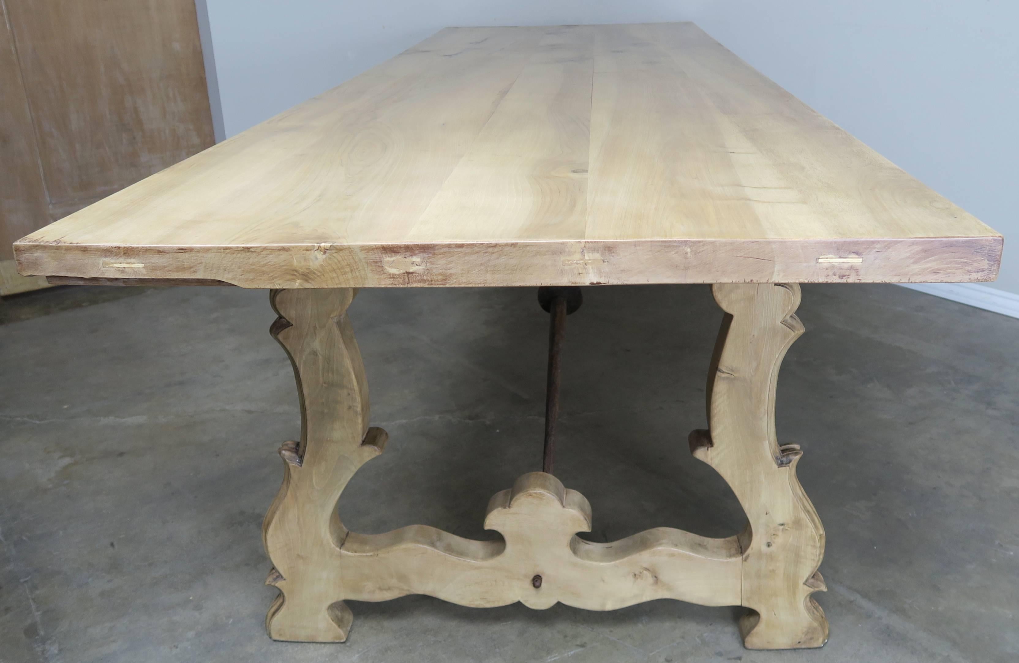 Spanish Baroque Style Walnut Refractory Dining Table, circa 1900s 4