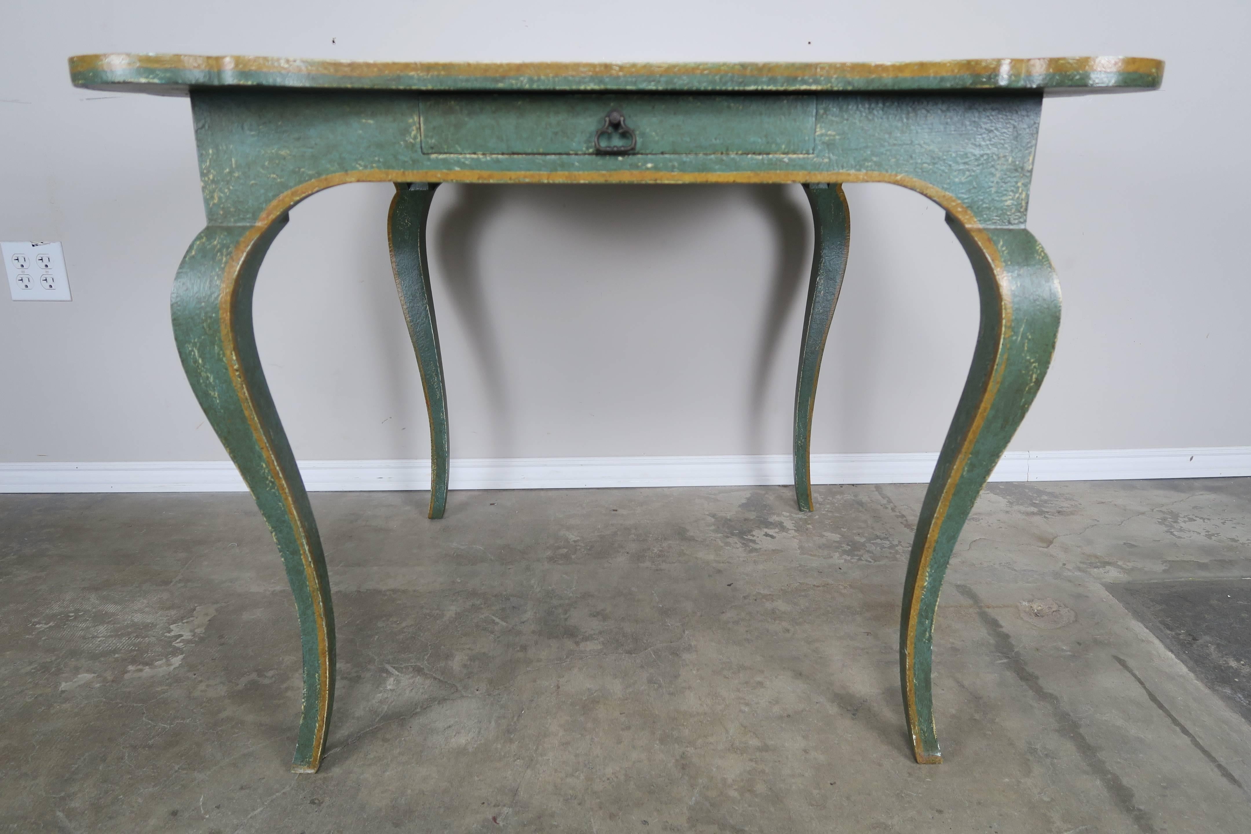 French Minton-Spidell Game Table with Embossed Leather Top
