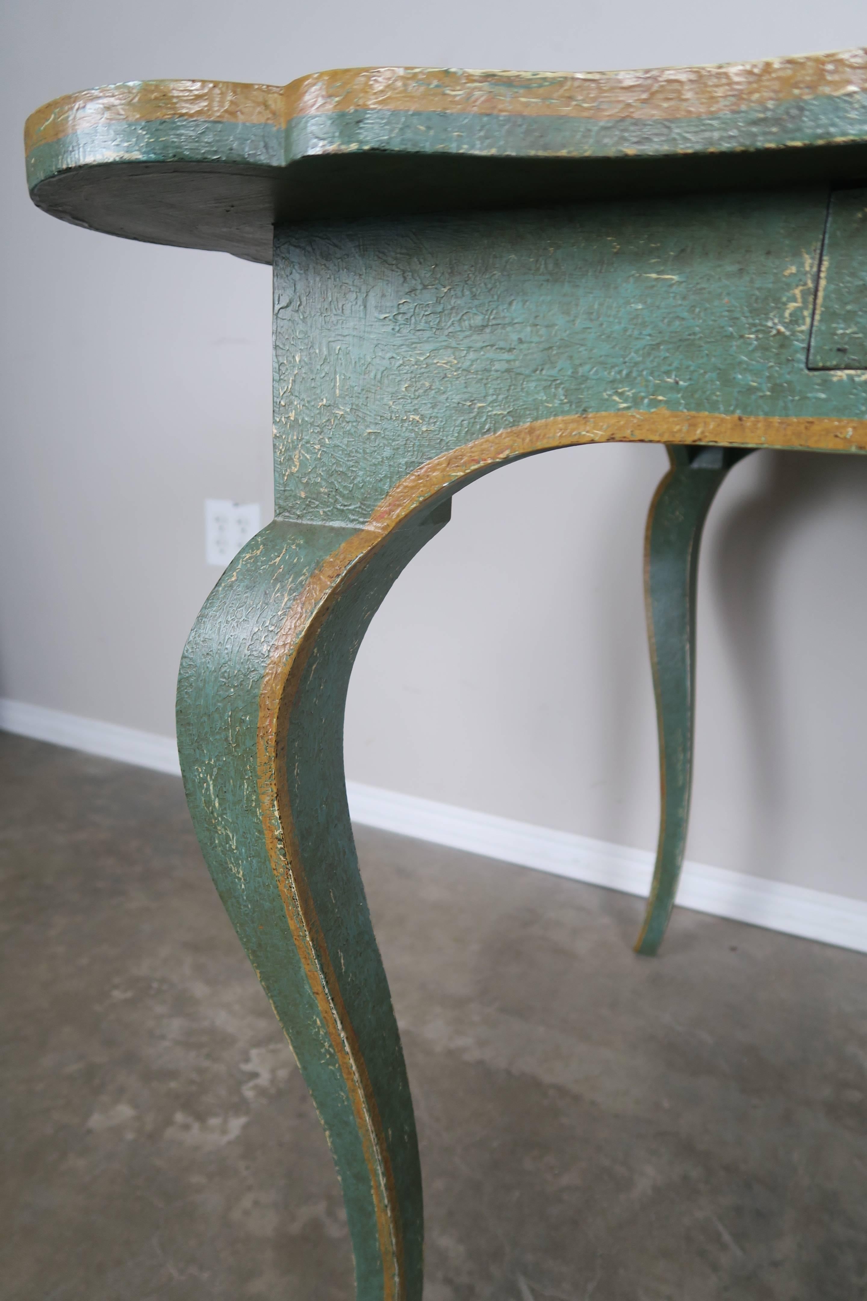 Wood Minton-Spidell Game Table with Embossed Leather Top