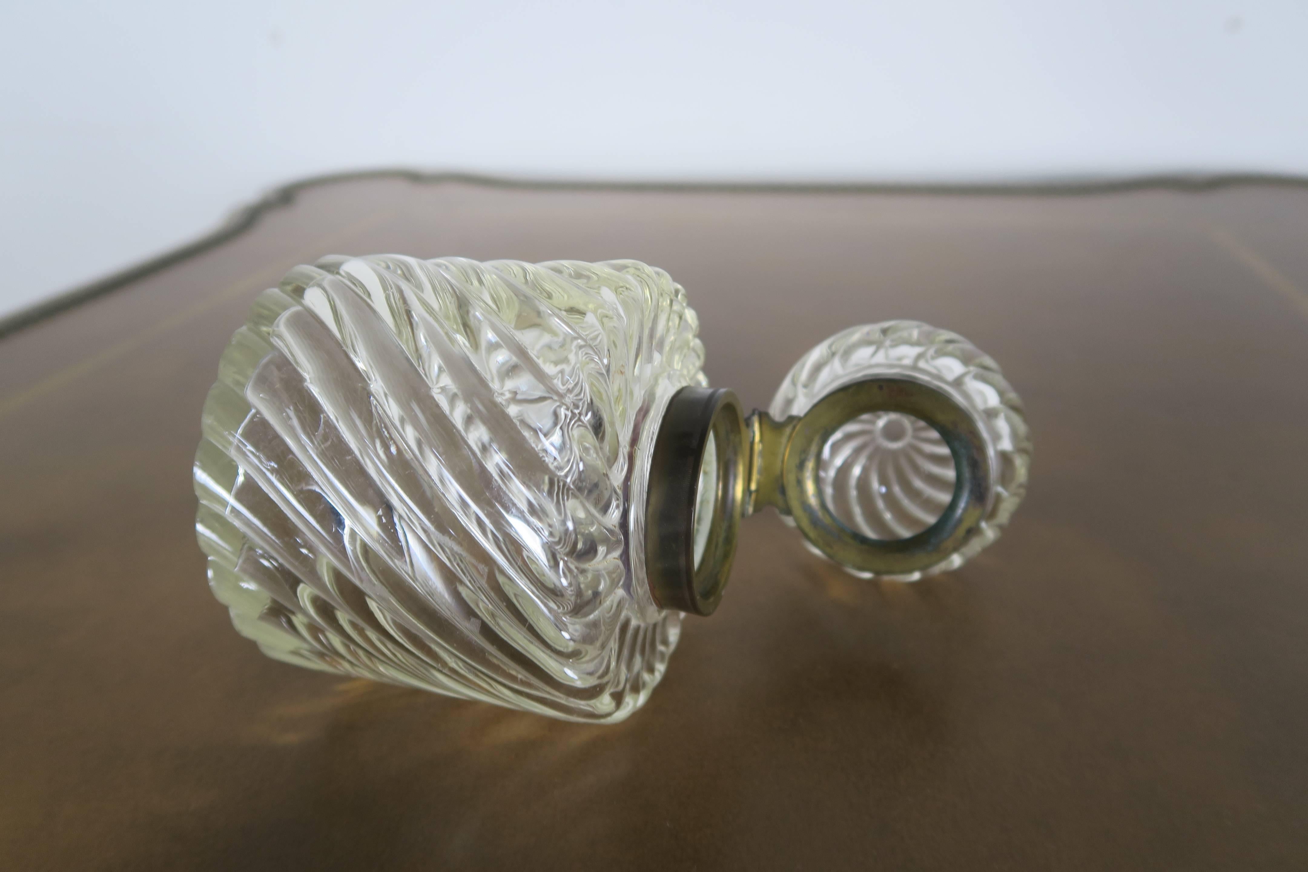 Baroque 19th Century Baccarat Crystal Swirled Inkwell