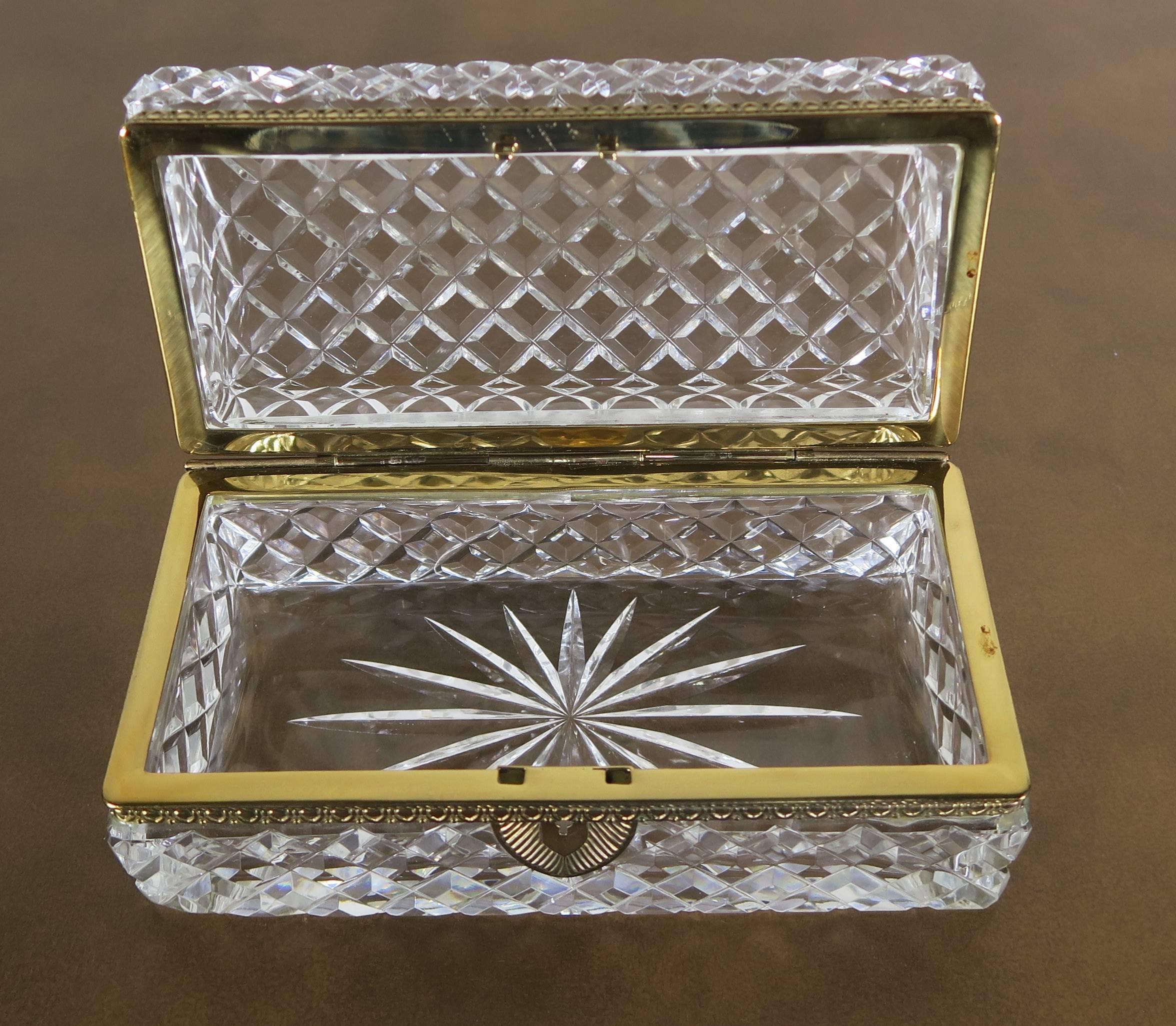 French Cut Crystal and Brass Jewelry Box 2