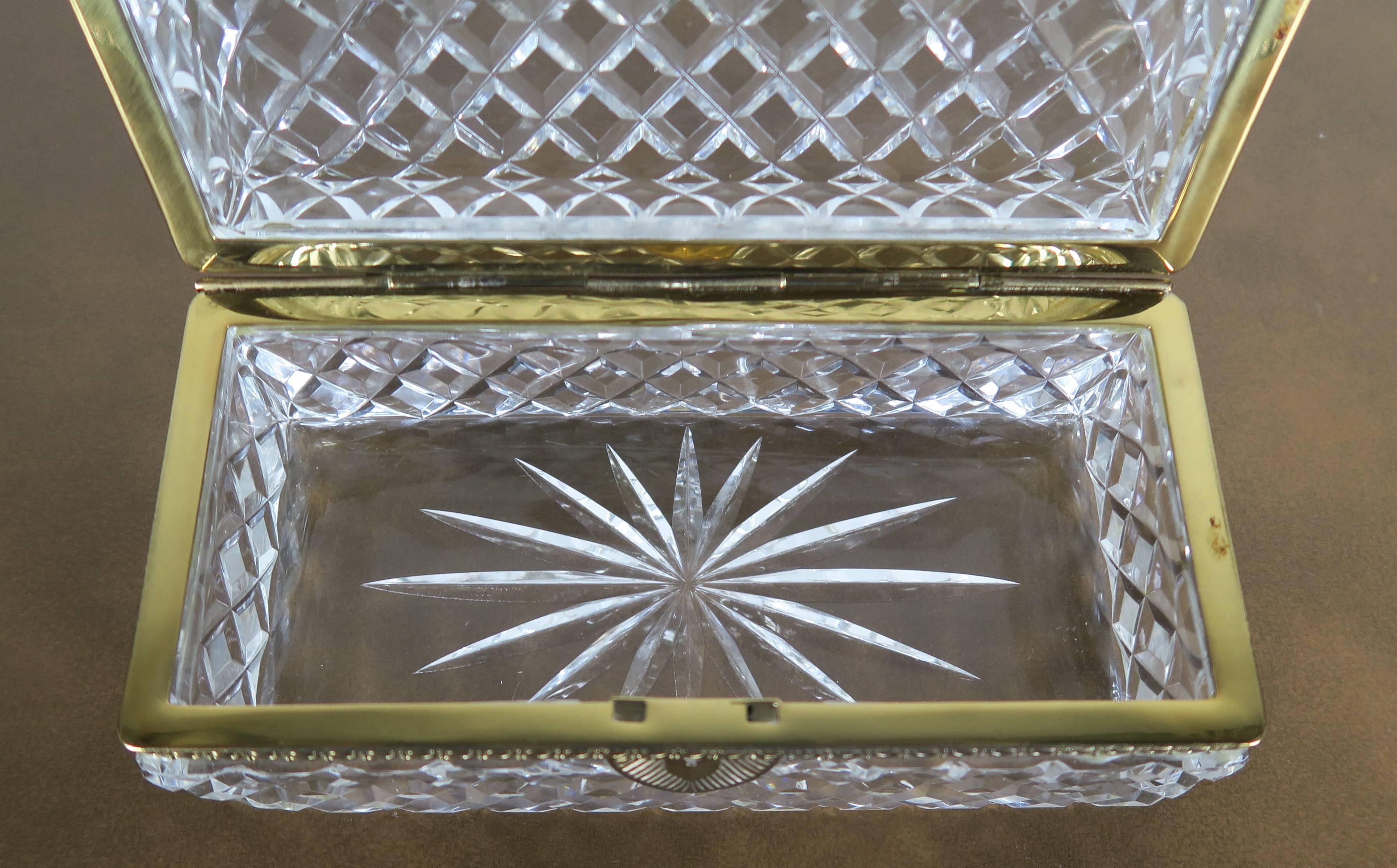French Cut Crystal and Brass Jewelry Box 3