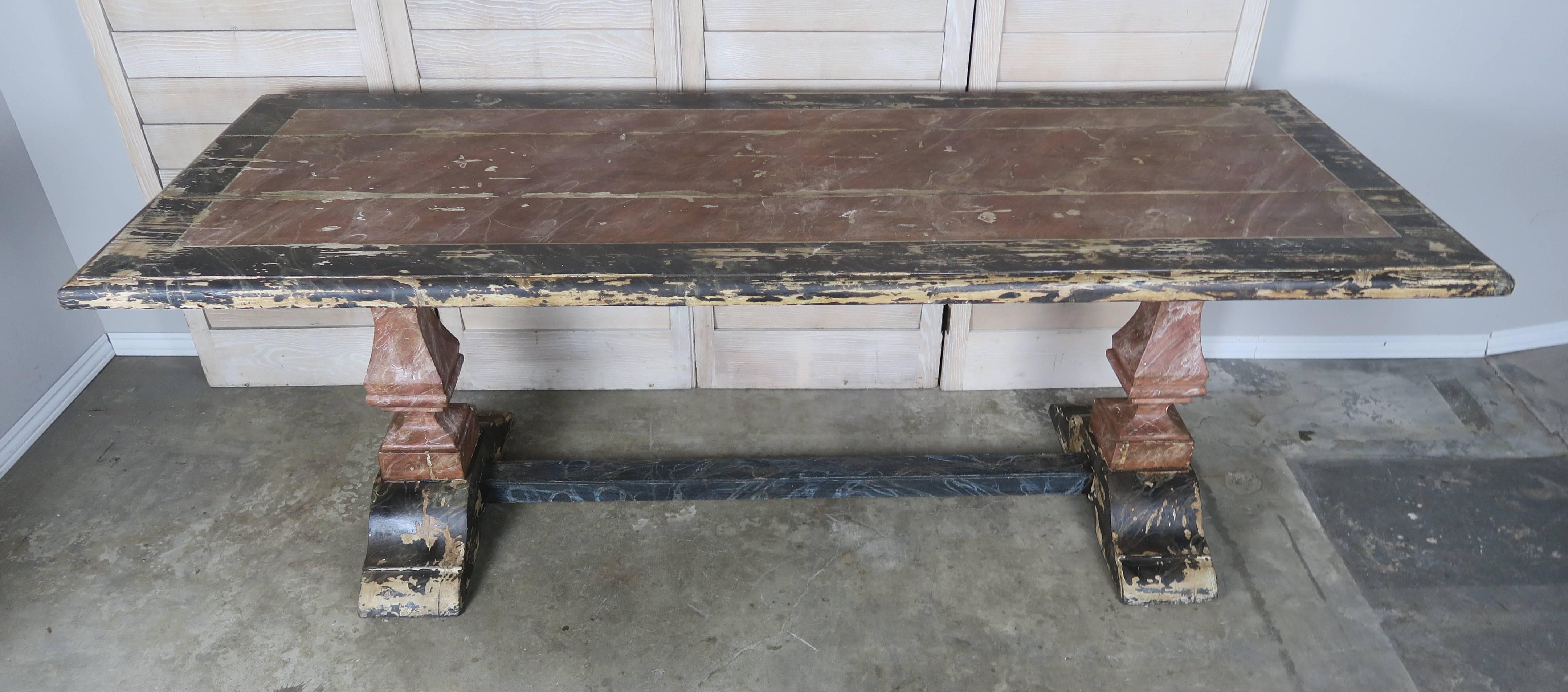 Other 19th Century Italian Painted Trestle Table 