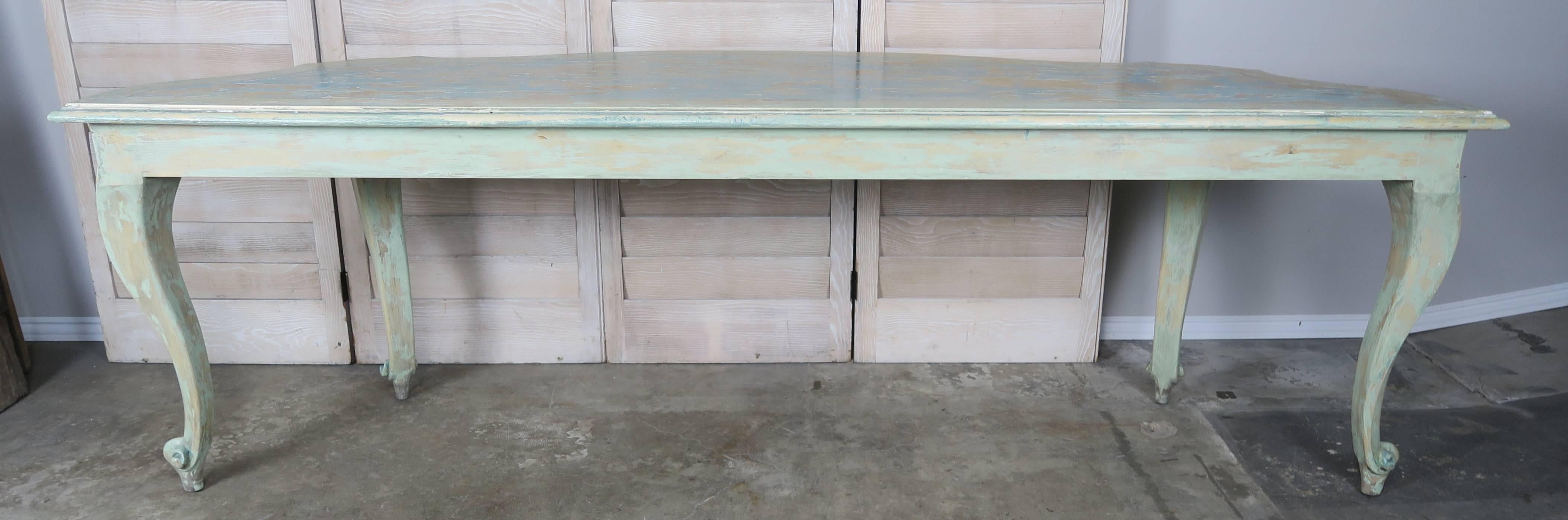 French Louis XV Style Painted Console, circa 1940s In Distressed Condition In Los Angeles, CA