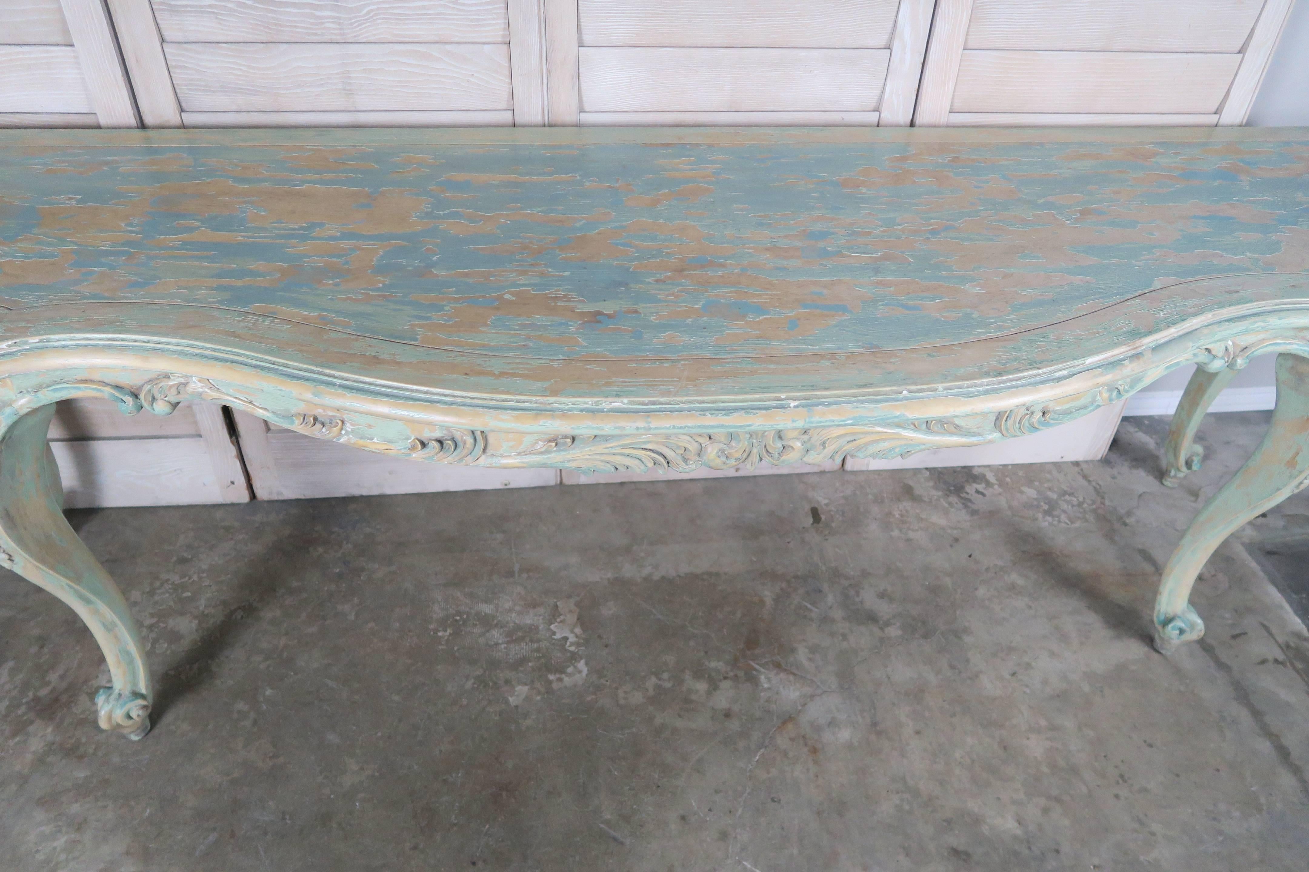 French Louis XV Style Painted Console, circa 1940s 3