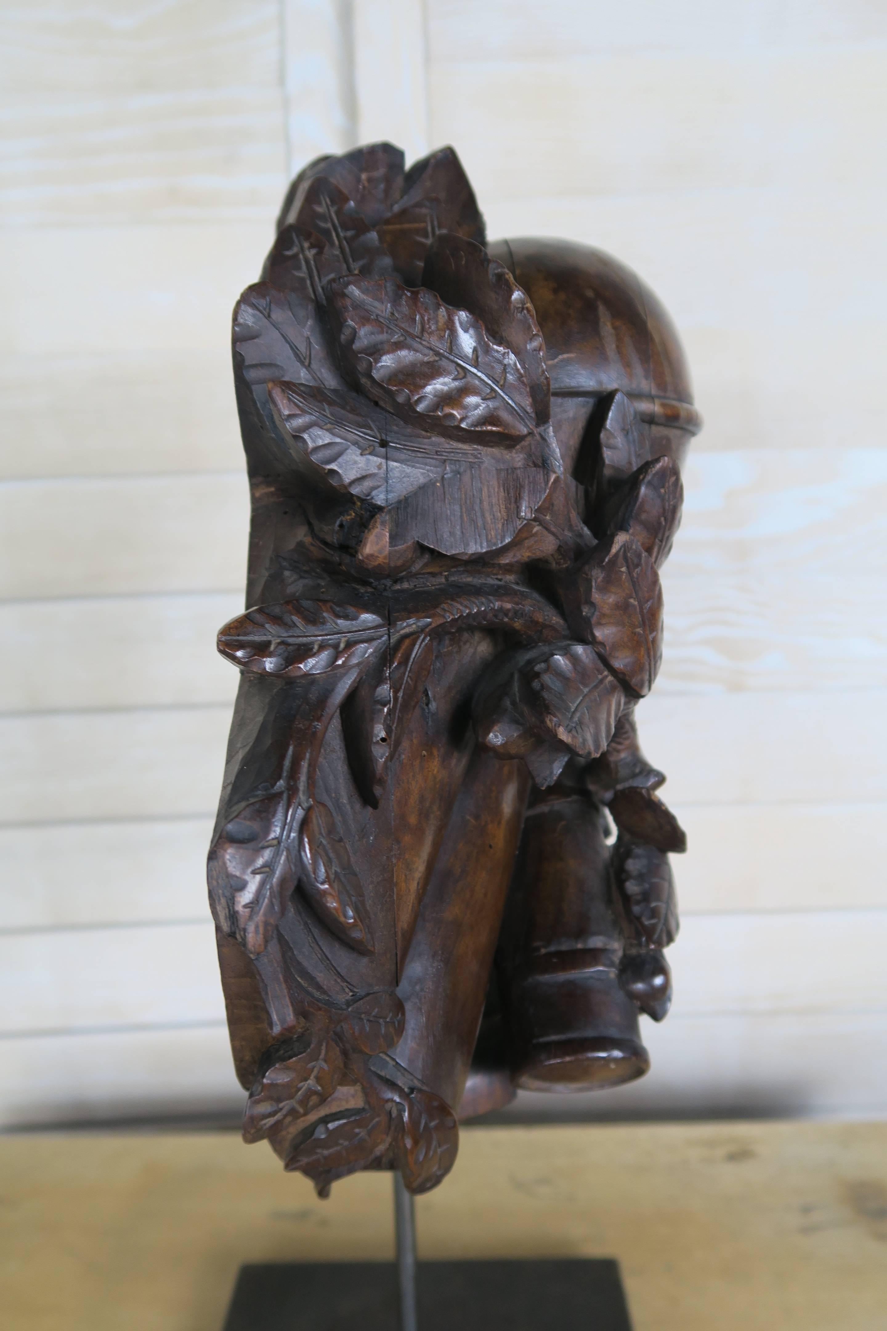 Wrought Iron 19th Century, Italian Walnut Carving