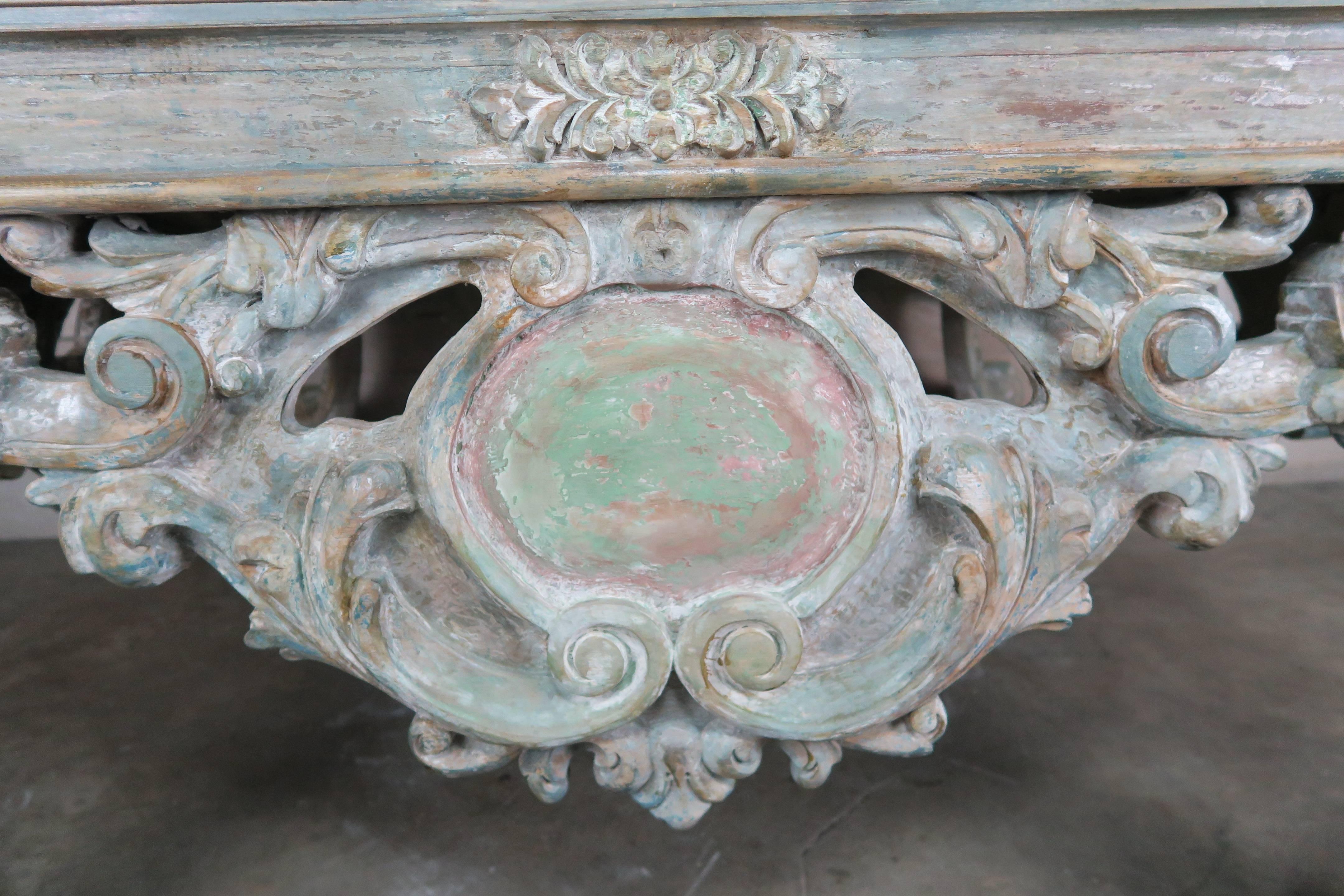 Travertine French Carved Louis XV Style Coffee Table 
