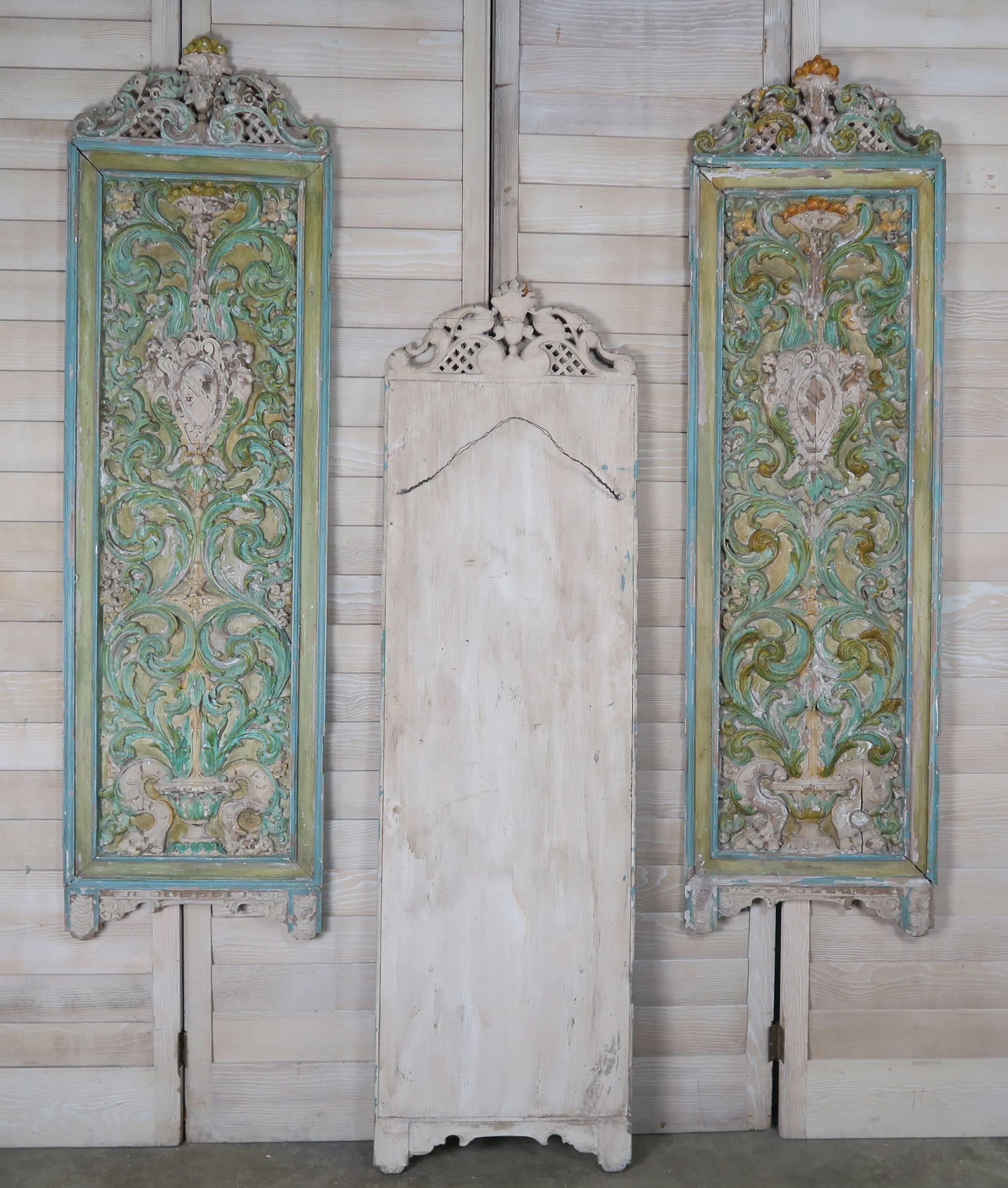 Carved Wood Three Panel 19 Century Italian Triptych 4