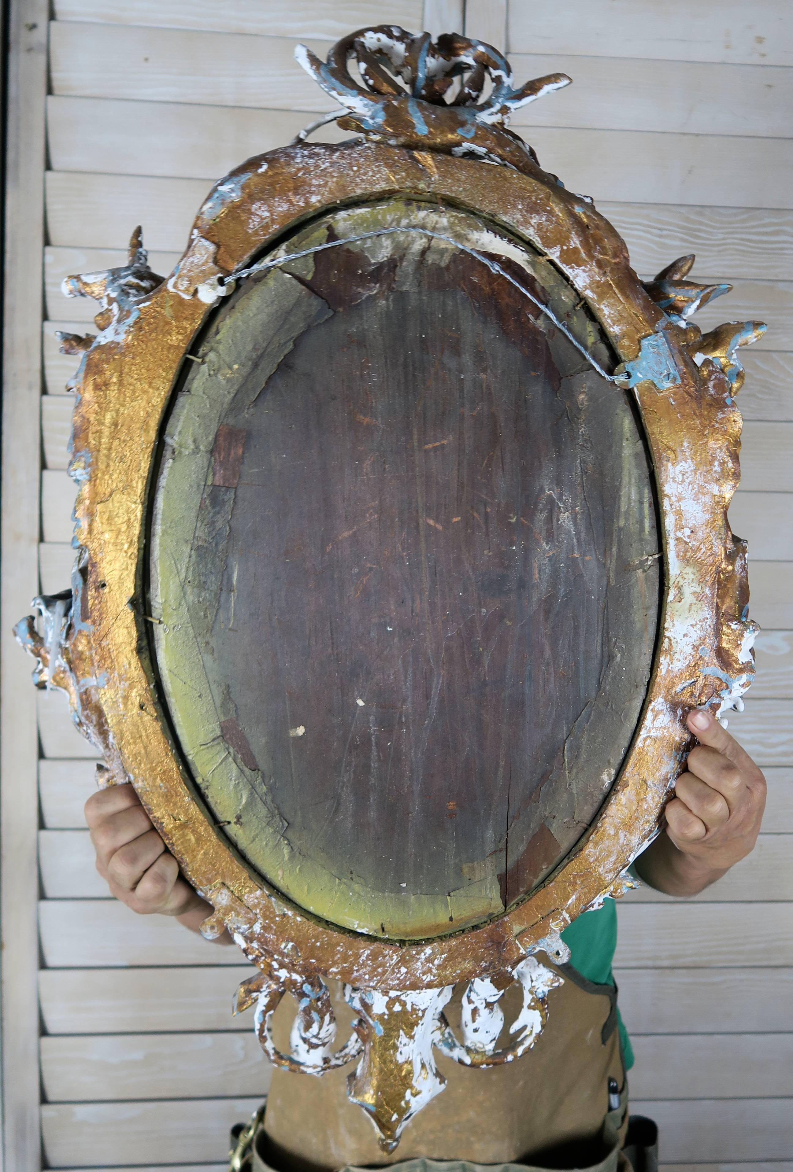 19th Century French Painted Mirror with Candle Holders 3