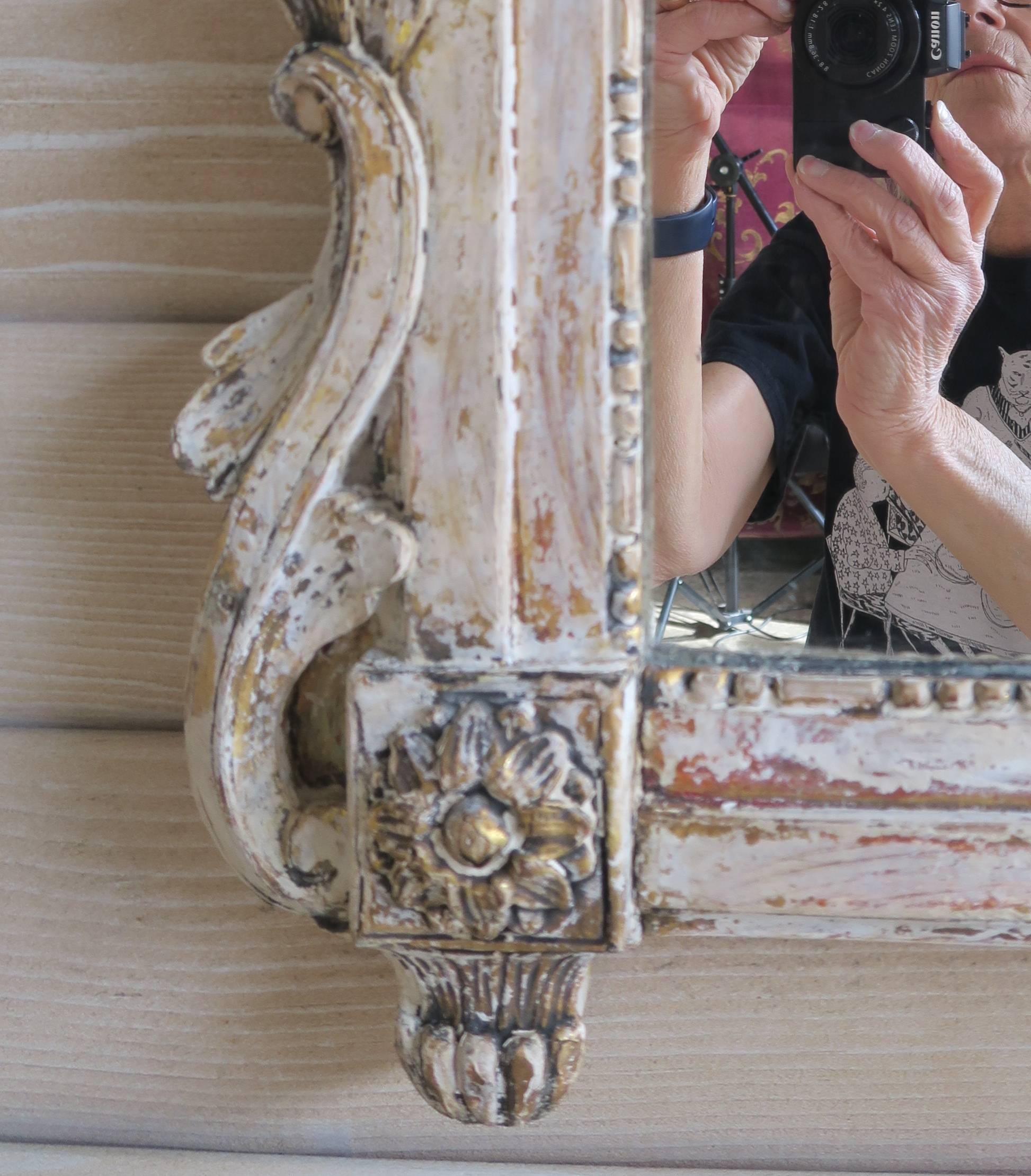 Rococo 19th Century French Painted Louis XV Style Mirror