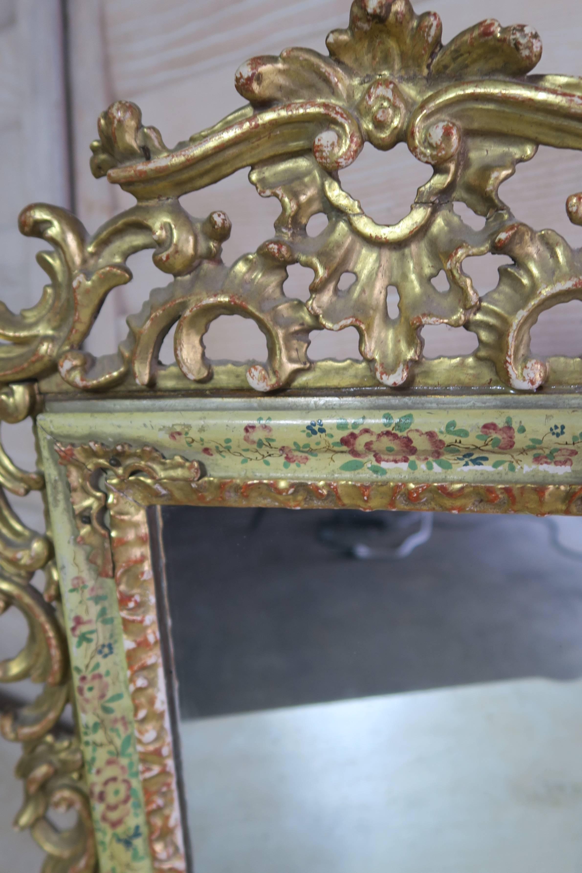 Italian 19th Century Painted and Giltwood Mirror