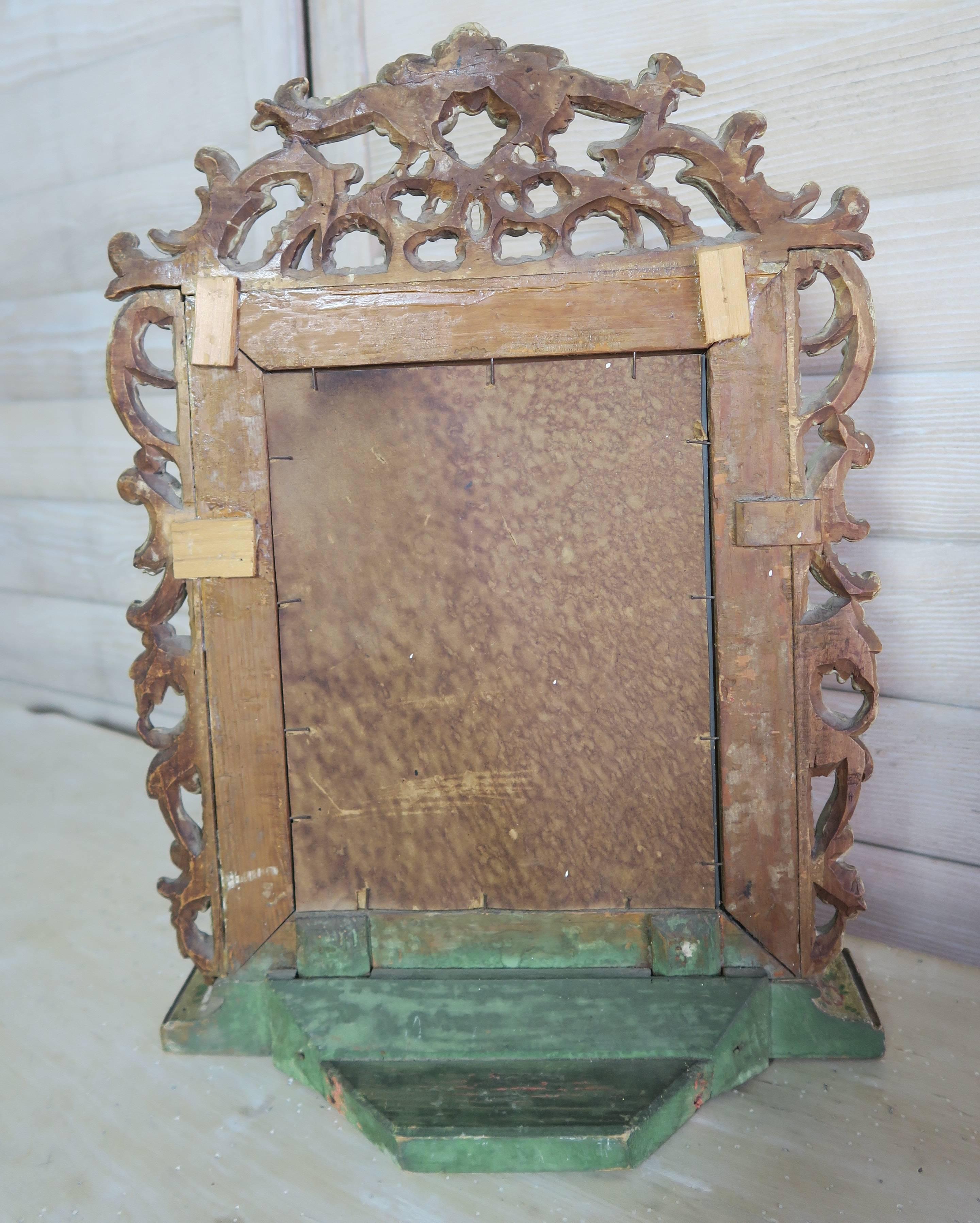 19th Century Painted and Giltwood Mirror In Distressed Condition In Los Angeles, CA