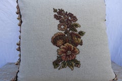 Pair of 19th Century French Metallic & Chenille Appliqué Pillows