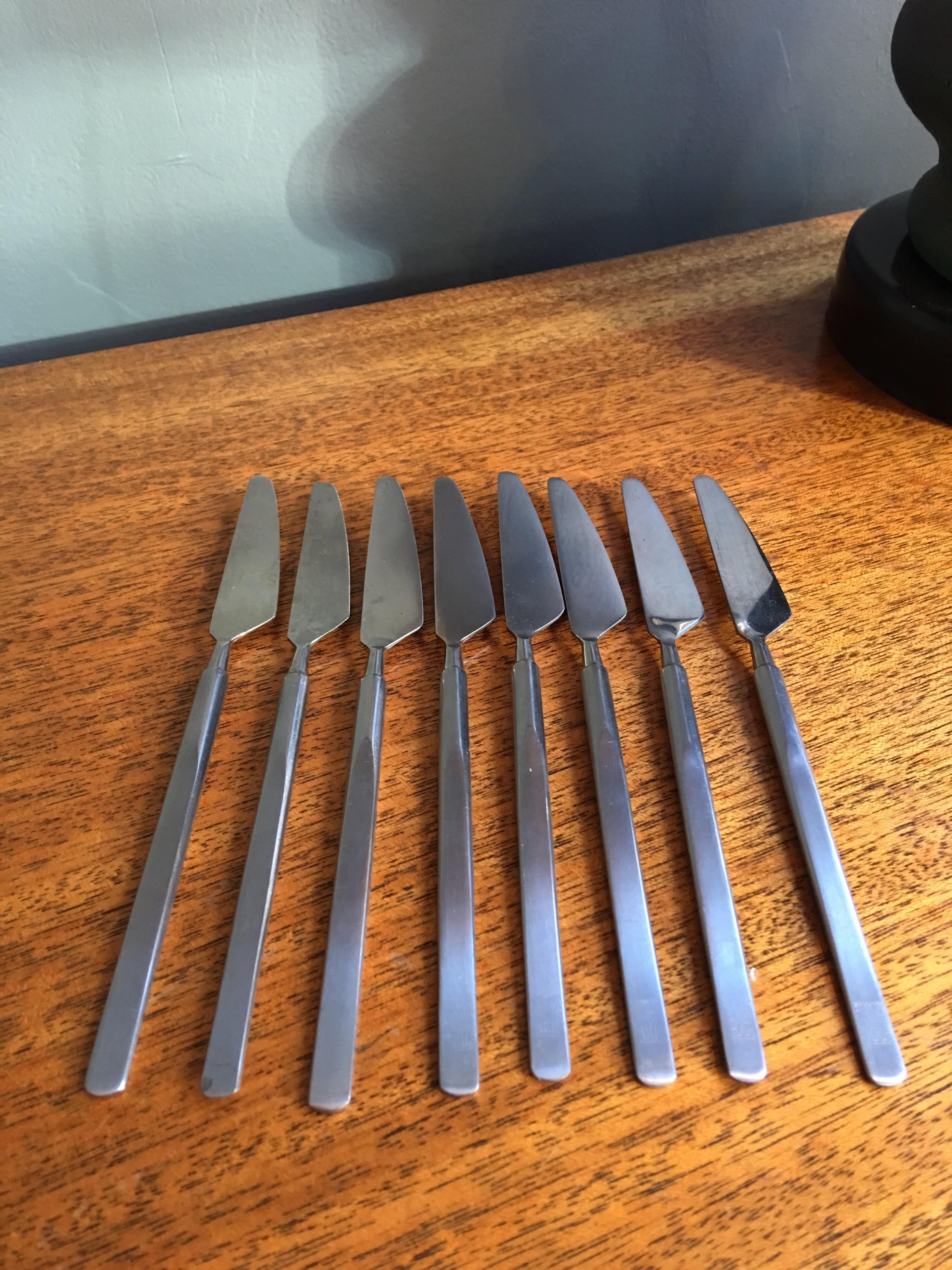 Mid-20th Century Erik Herlow Obelisk Copenhagen Cutlery Service for 8 with Serving Pieces