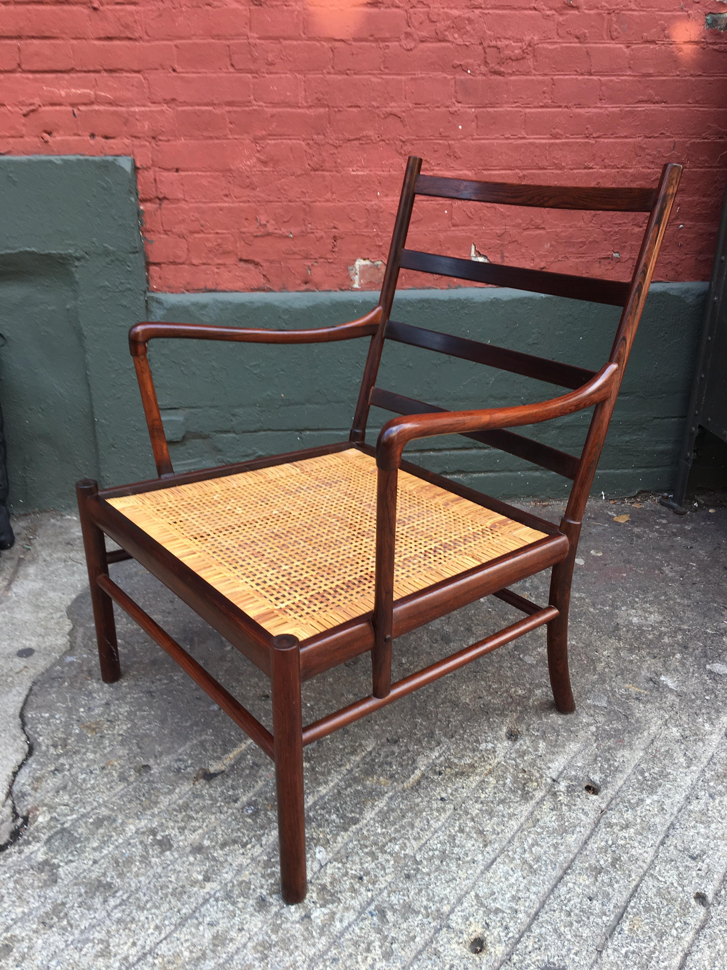 Ole Wanscher for Poul Jeppeson Rosewood Colonial Chair with Black Leather In Good Condition In Philadelphia, PA