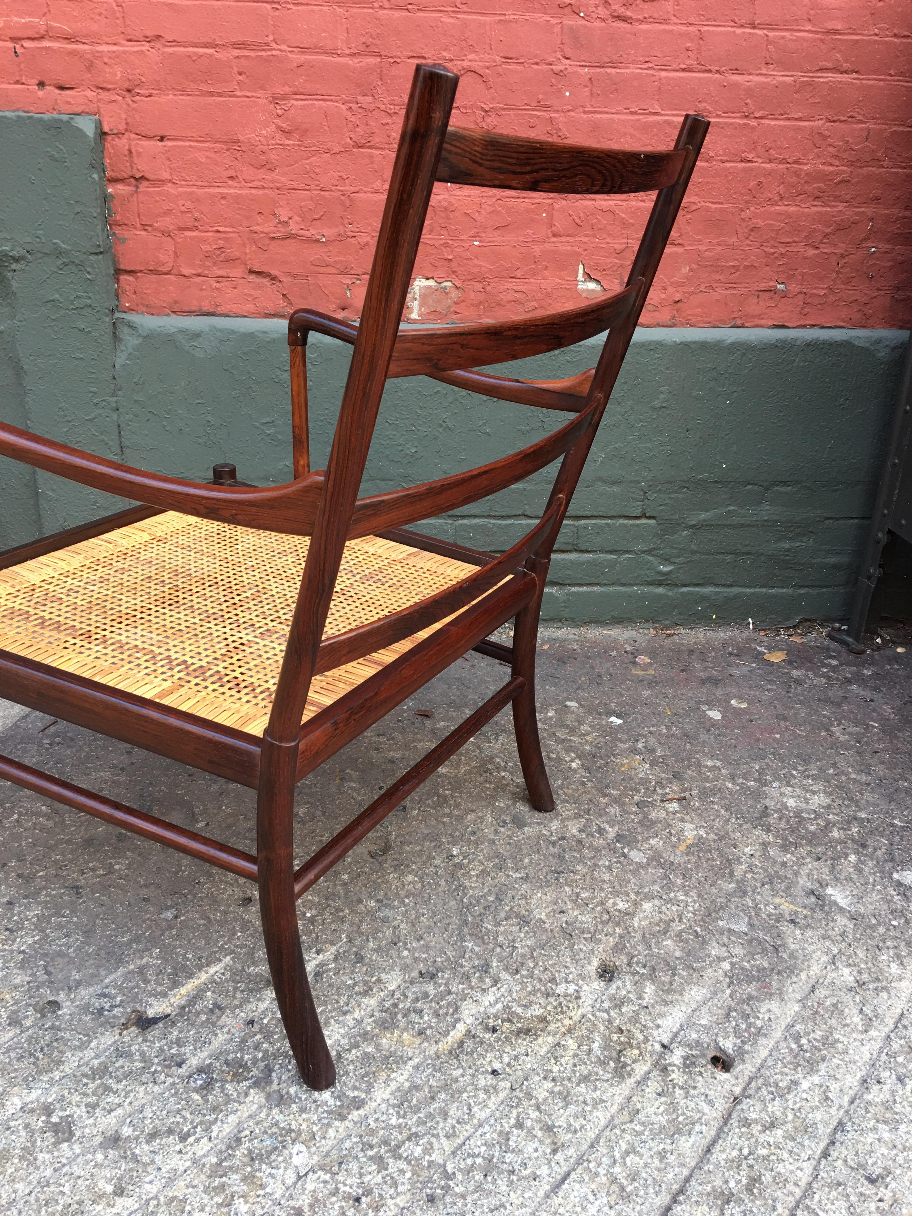 Ole Wanscher for Poul Jeppeson Rosewood Colonial Chair with Black Leather 4