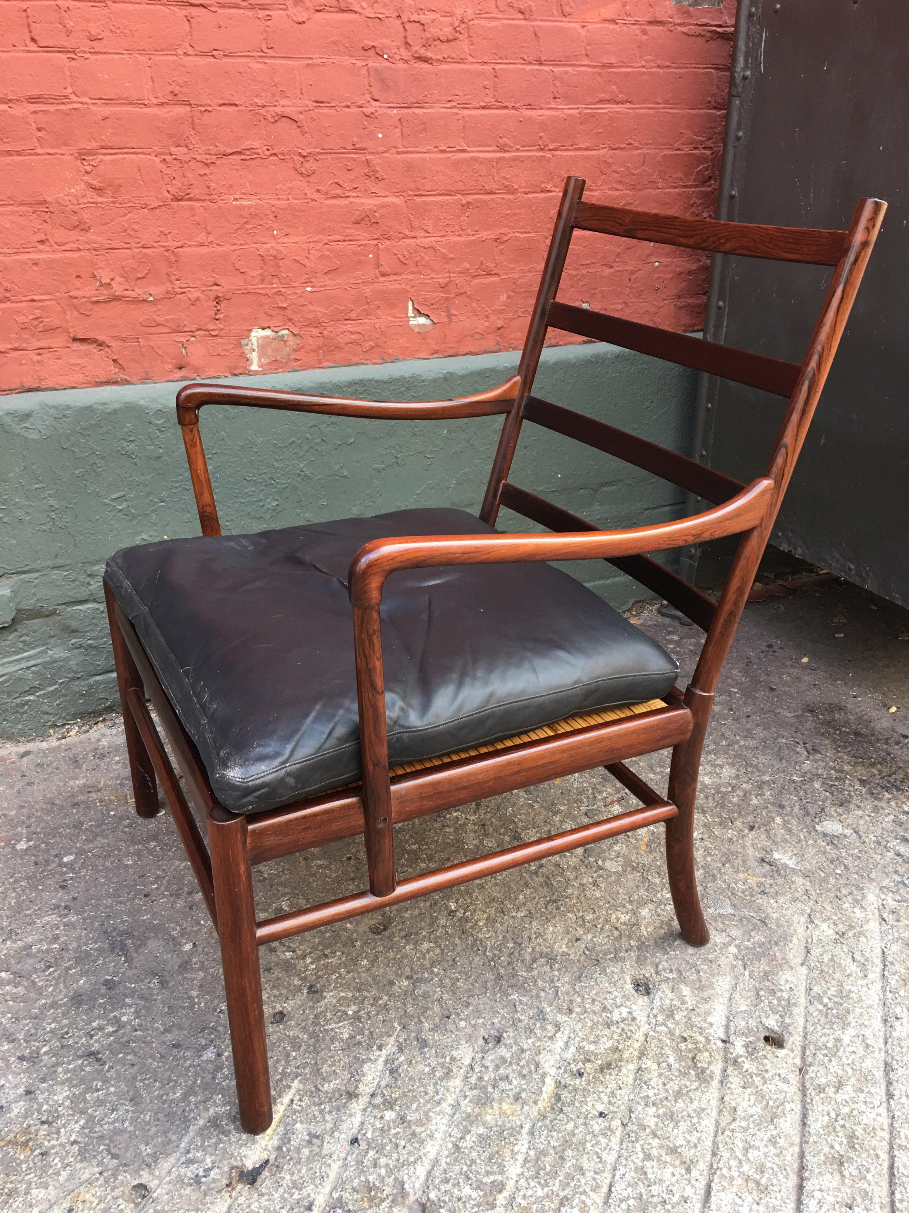 Ole Wanscher for Poul Jeppeson Rosewood Colonial Chair with Black Leather 6
