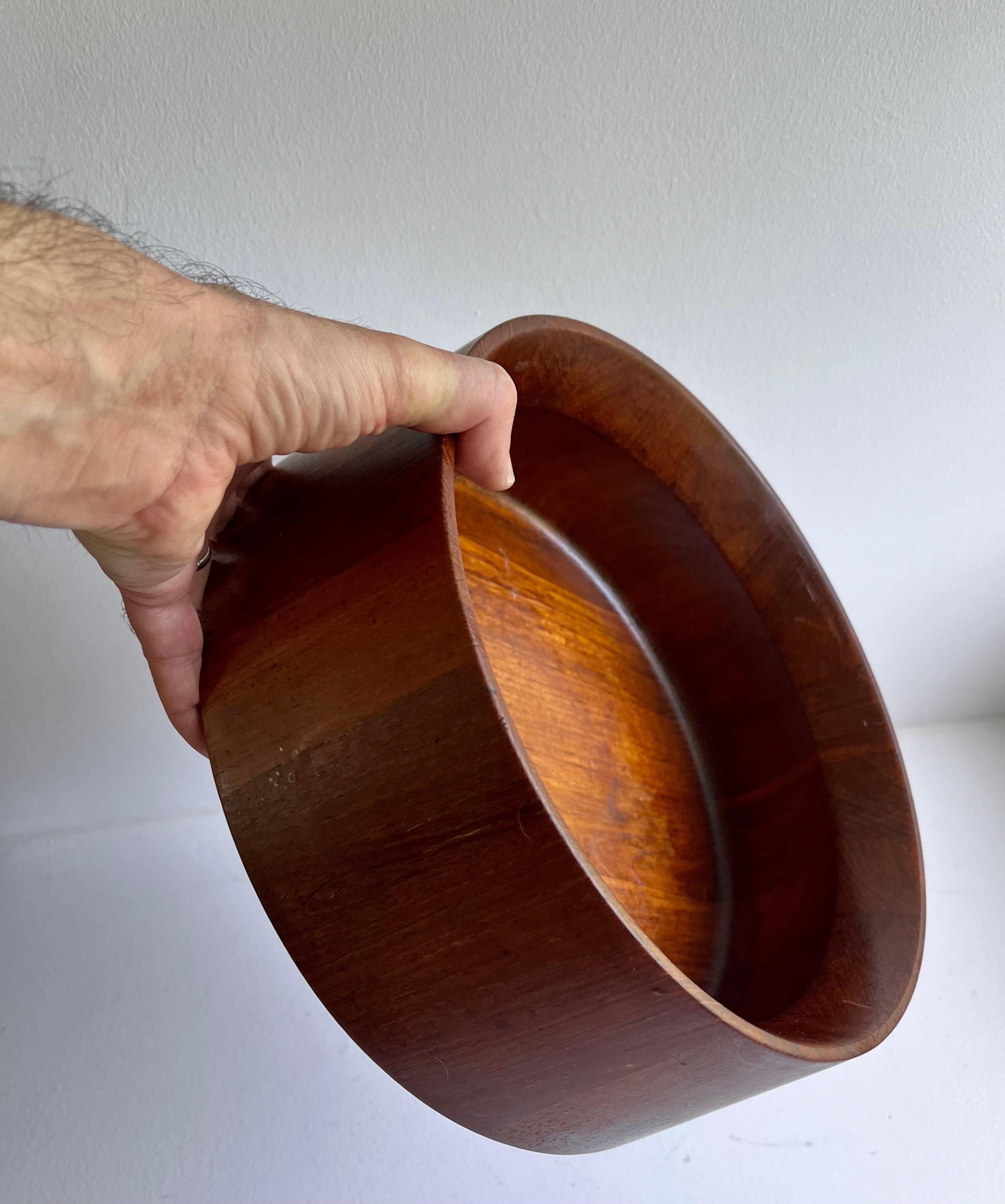 Sculptural Staved Teak Bowl by Jens Quistgaard for Dansk For Sale 3