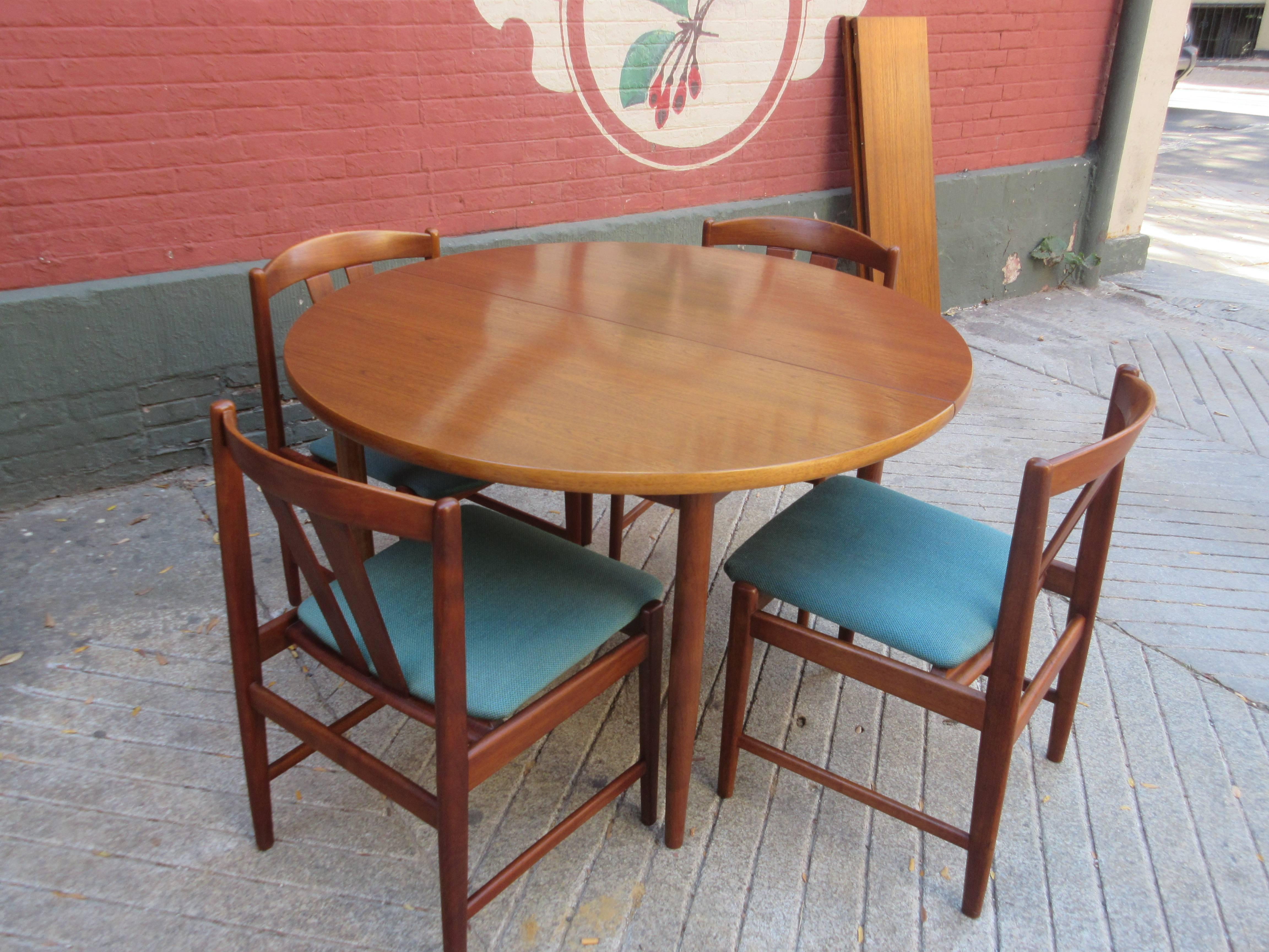 Fabric Folke Ohlsson for DUX Teak Table and Chairs Set