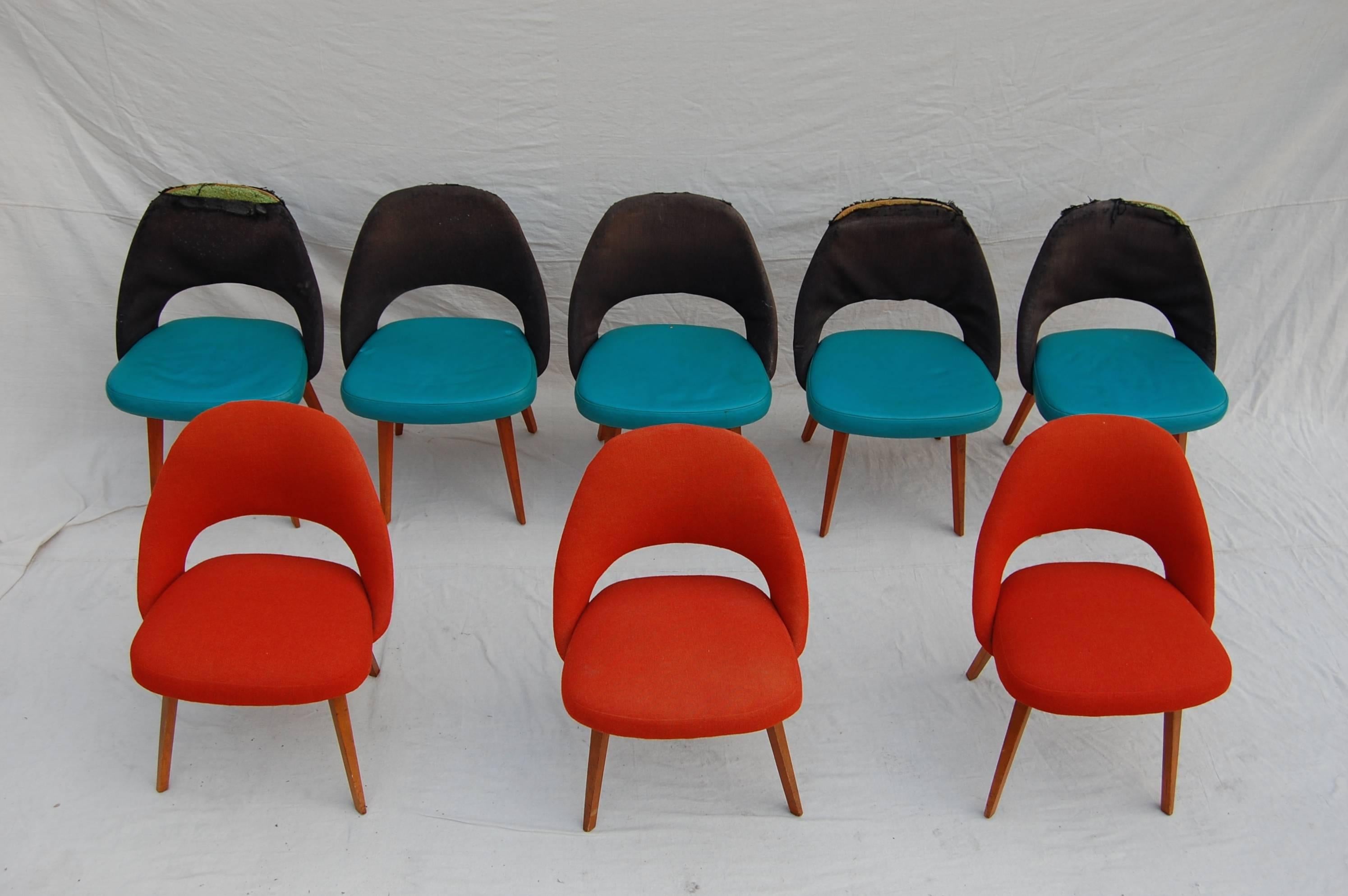 20th Century Set of Ten Saarinen for Knoll Executive/ Dining Chairs, Wood Legs