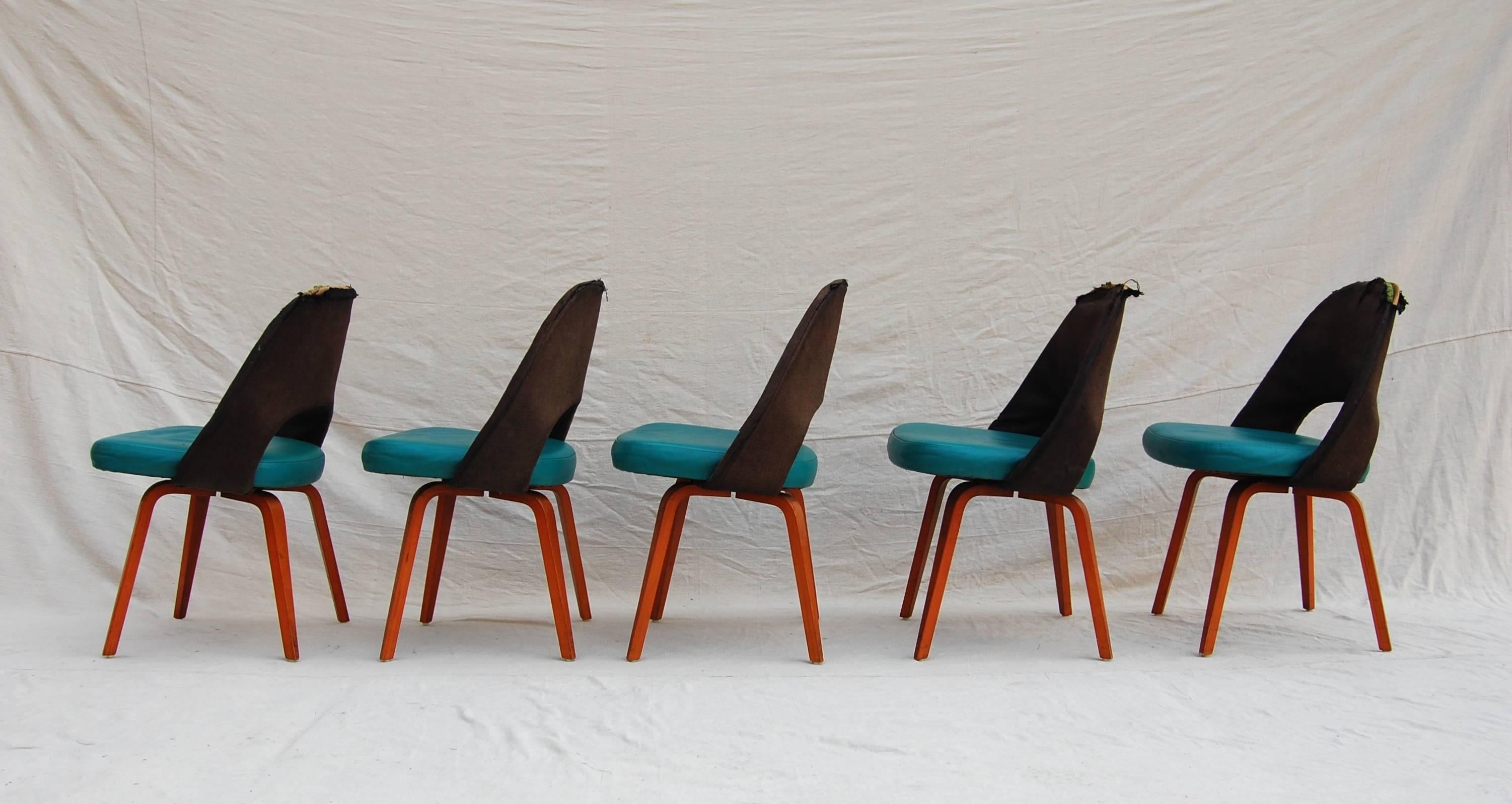 Mid-Century Modern Set of Ten Saarinen for Knoll Executive/ Dining Chairs, Wood Legs