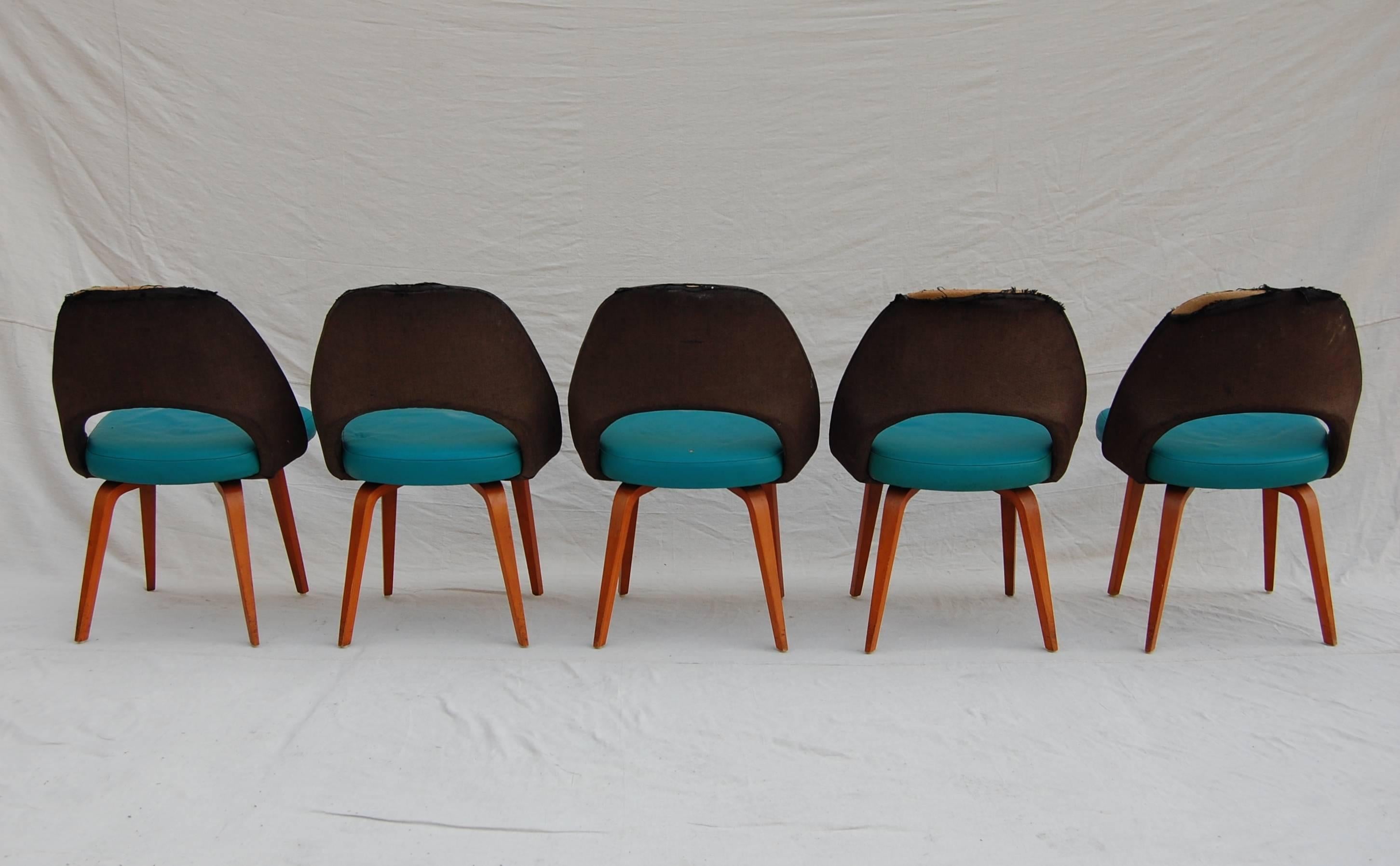 American Set of Ten Saarinen for Knoll Executive/ Dining Chairs, Wood Legs