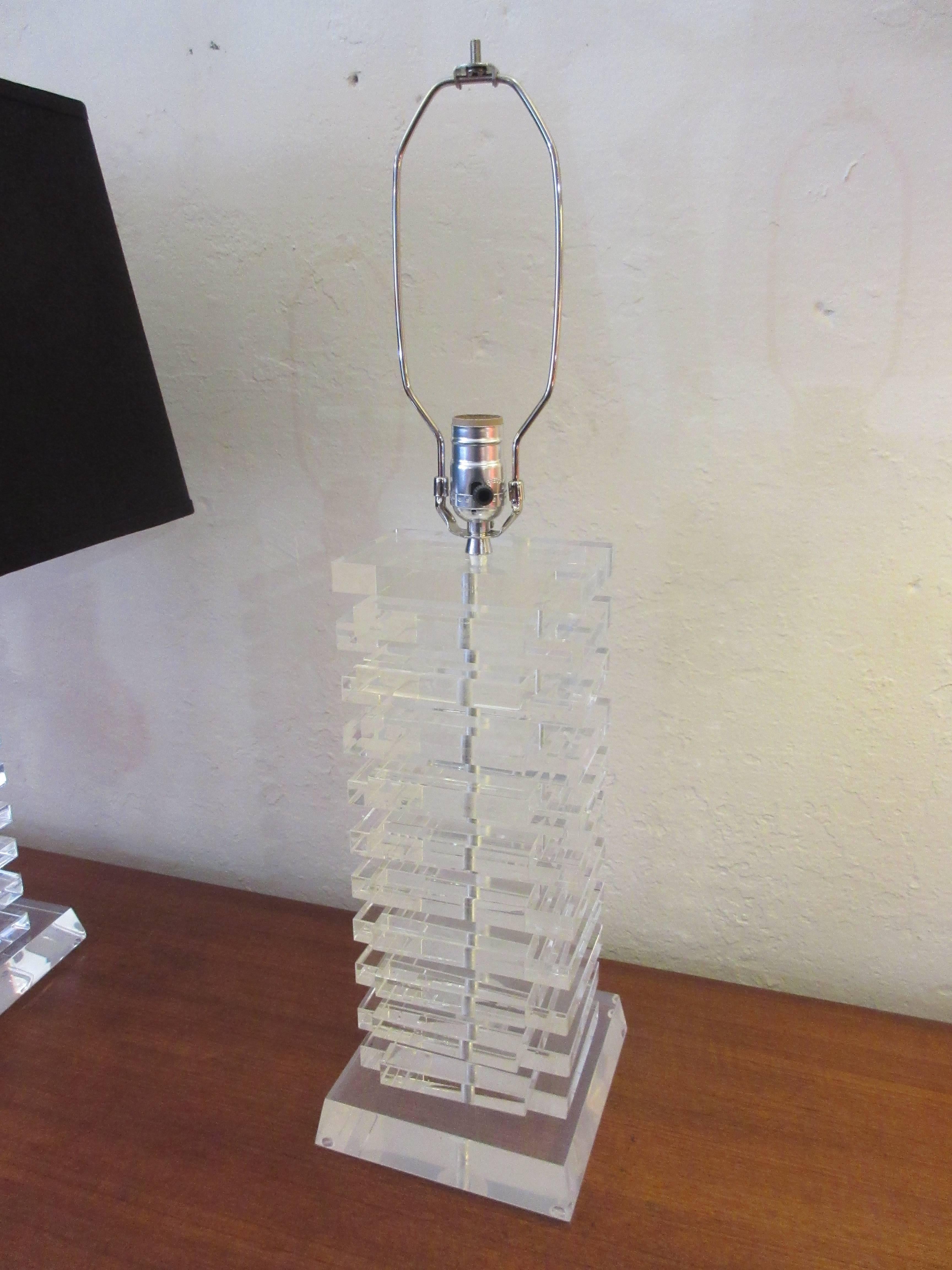 stacked lucite lamp