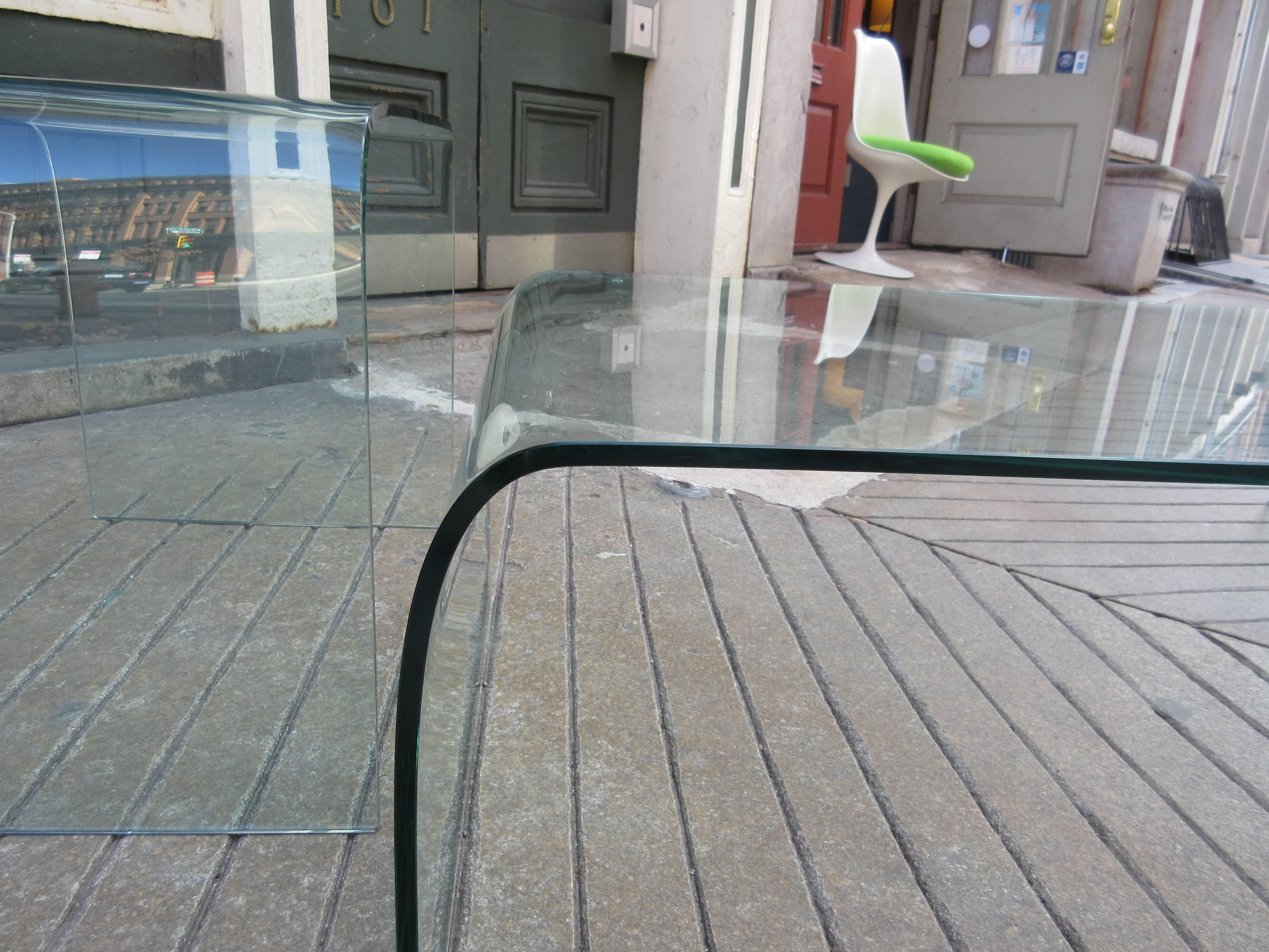 Italian Angelo Cortesi for Fiam Italia Glass Coffee and End Tables