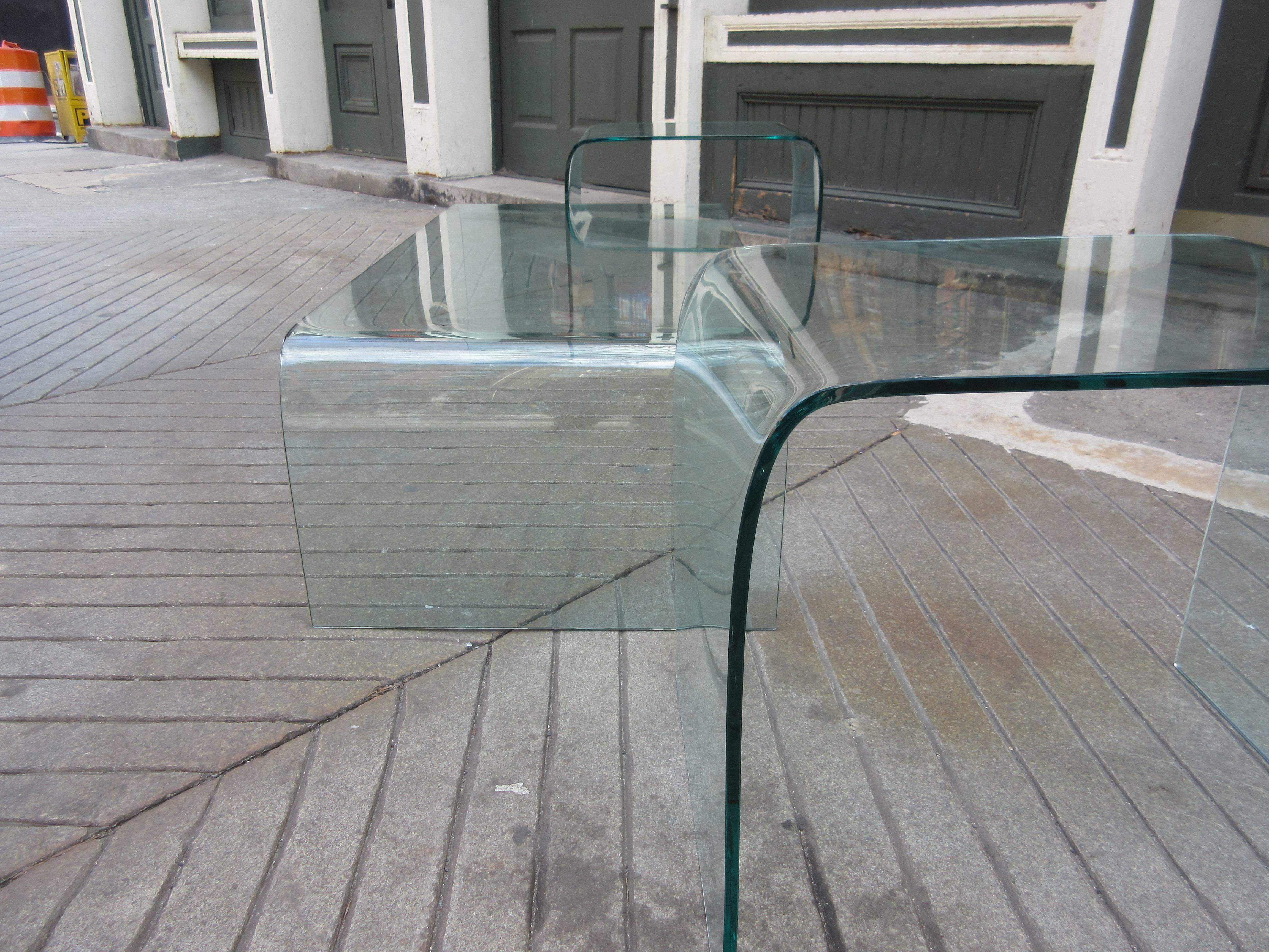 Angelo Cortesi for Fiam Italia Glass Coffee and End Tables In Excellent Condition In Philadelphia, PA