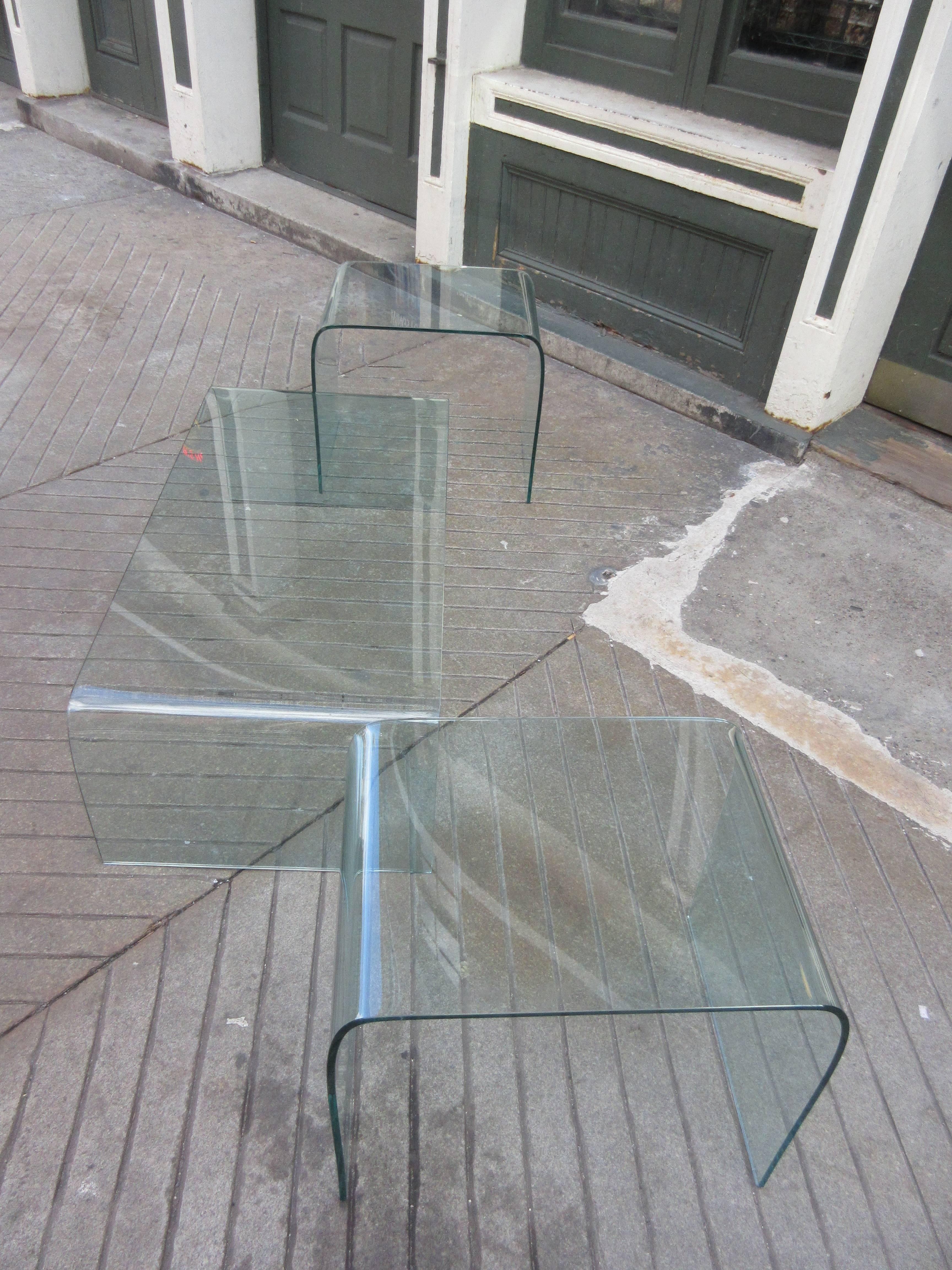 Late 20th Century Angelo Cortesi for Fiam Italia Glass Coffee and End Tables