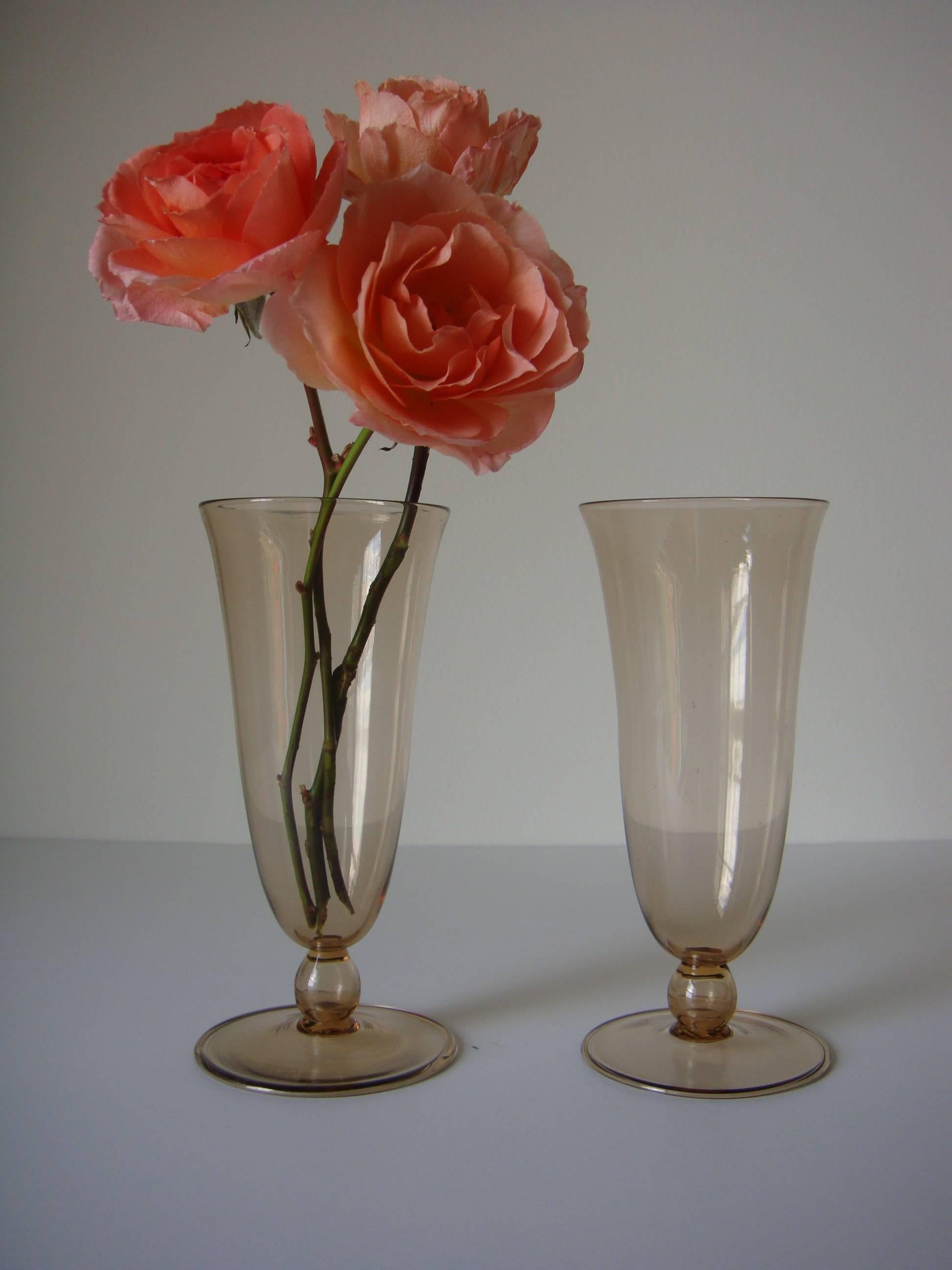 Italian Mvm Cappellin Murano Vittorio Zecchin Matched Pair of Vases